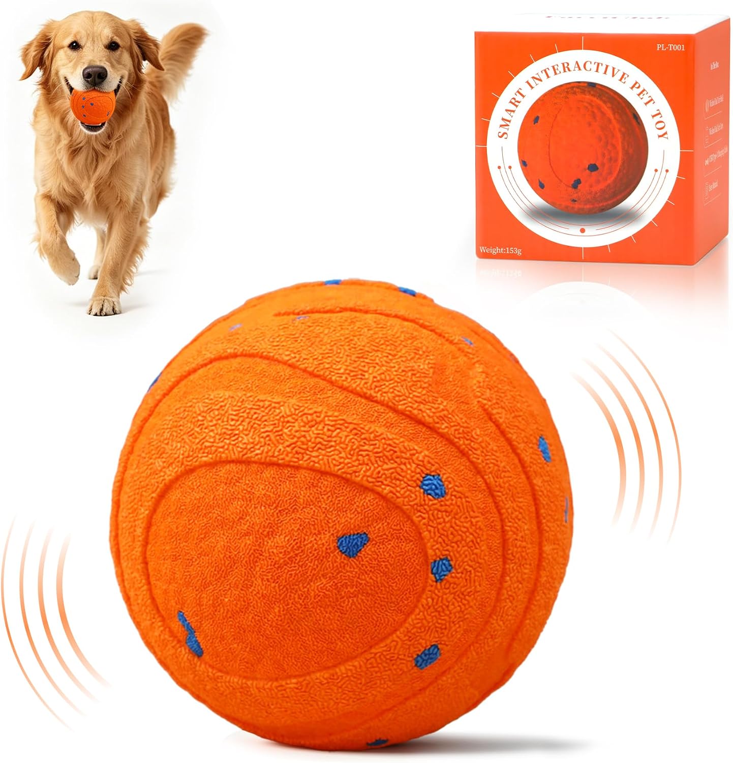 Pelota automática interactiva para perros, juguete de movimiento au...
