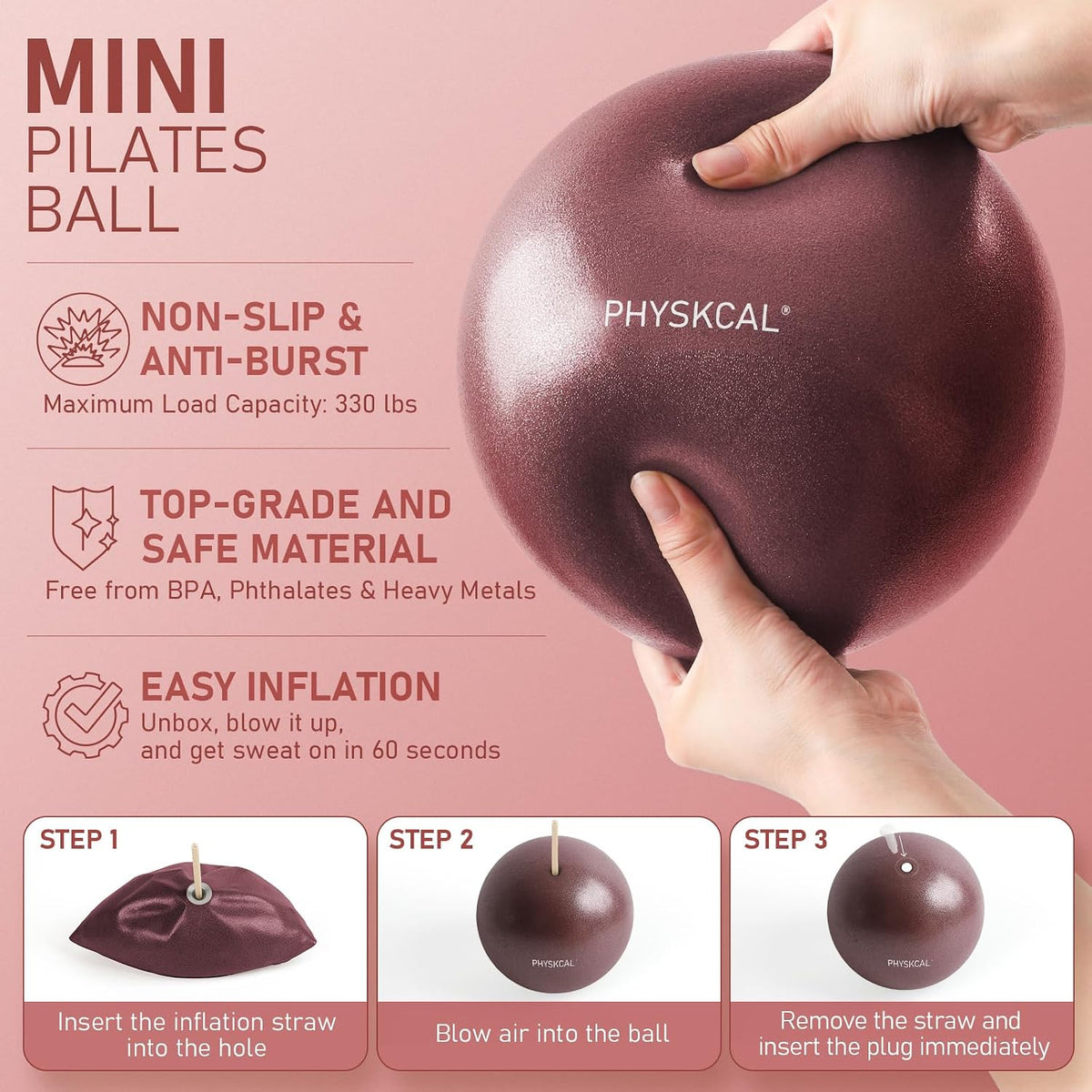 Kit de Pilates PhysKcal, anillo de pilates de 15 pulgadas con 1 bol...