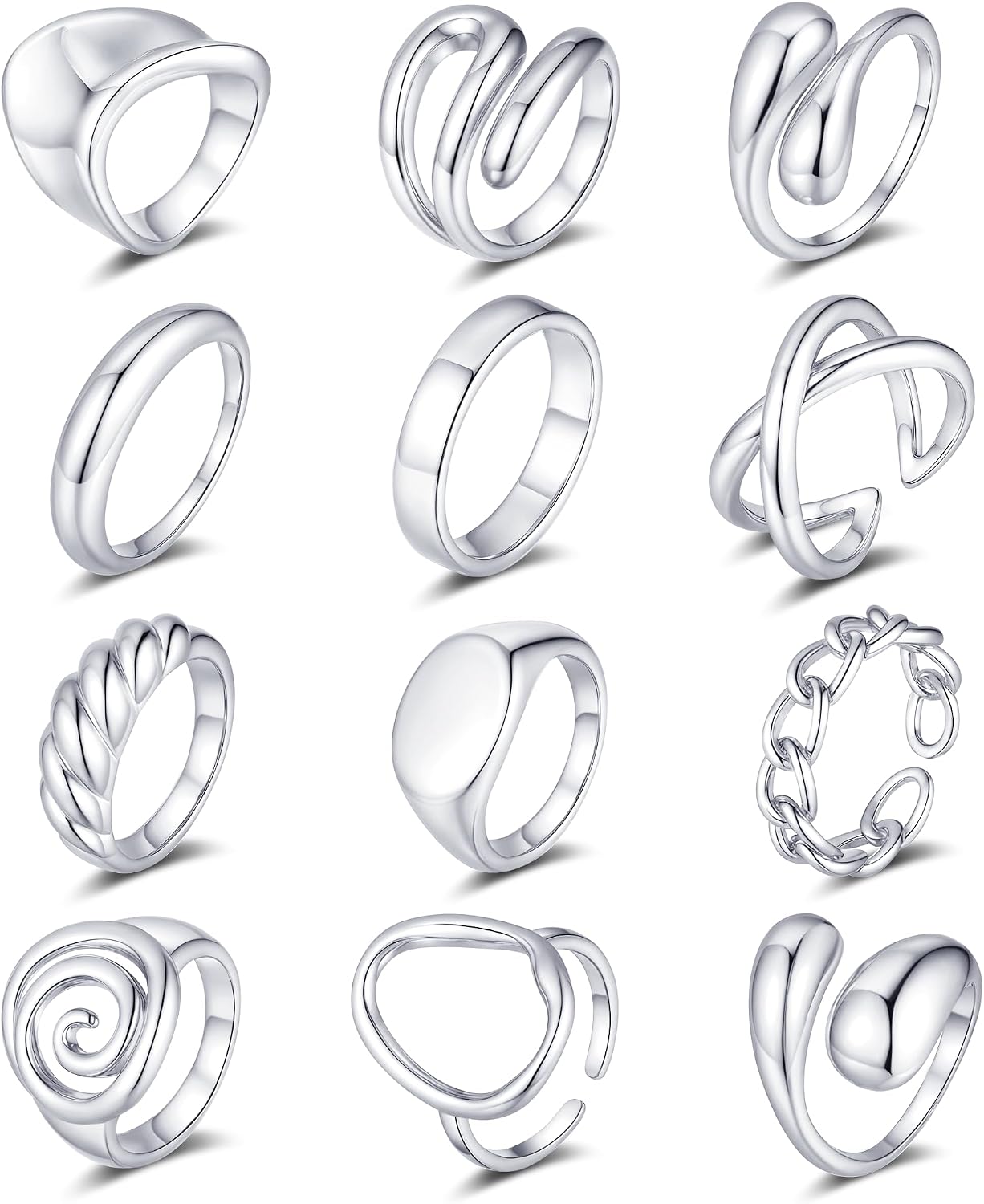 ZHESHY Anillos gruesos de oro para mujer, sin deslustre, chapados e...