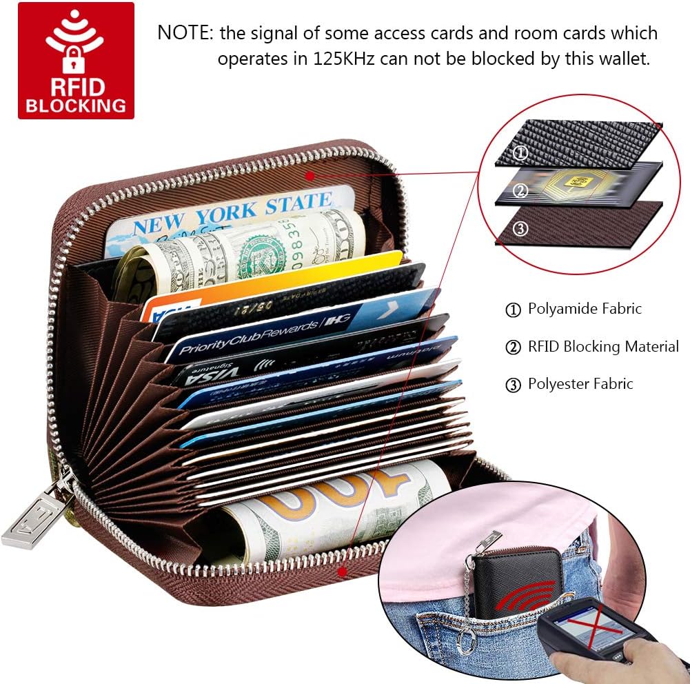 FurArt Cartera con Cremallera para Mujeres, Cartera con Bloqueo RFI...