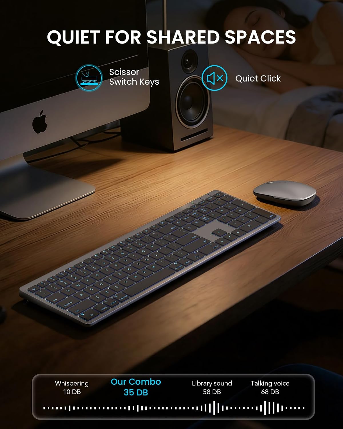 SABLUTE Teclado y mouse Bluetooth para Mac: retroiluminación de 7 c...