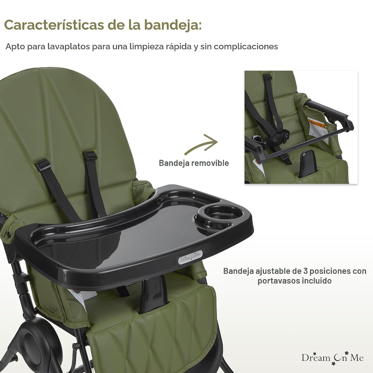 Dream On Me Trona Snack y Stow | Silla de alimentación ajustable co...