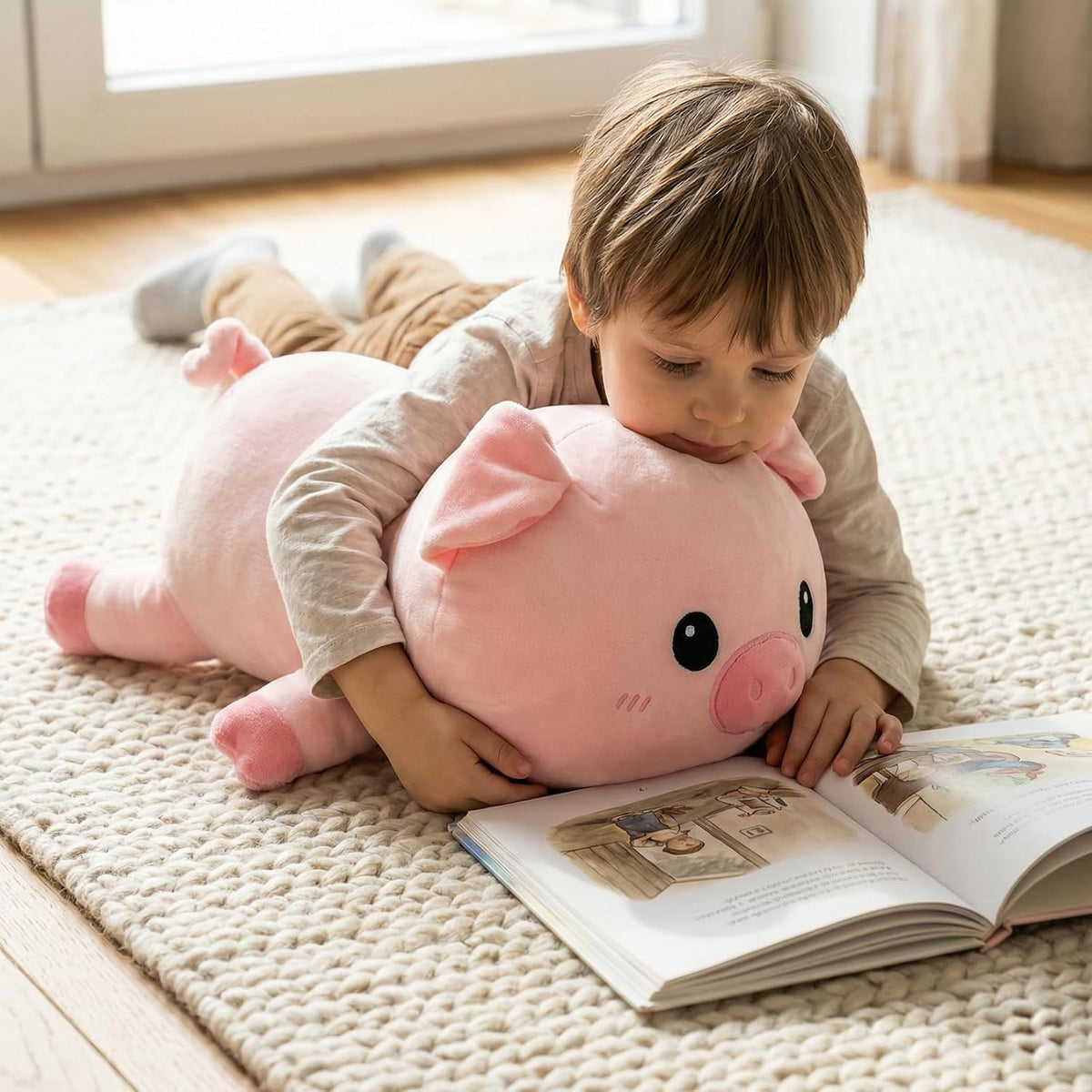 WEIGEDU - Lindo animal de peluche suave de cerdo rosa, 18 pulgadas...