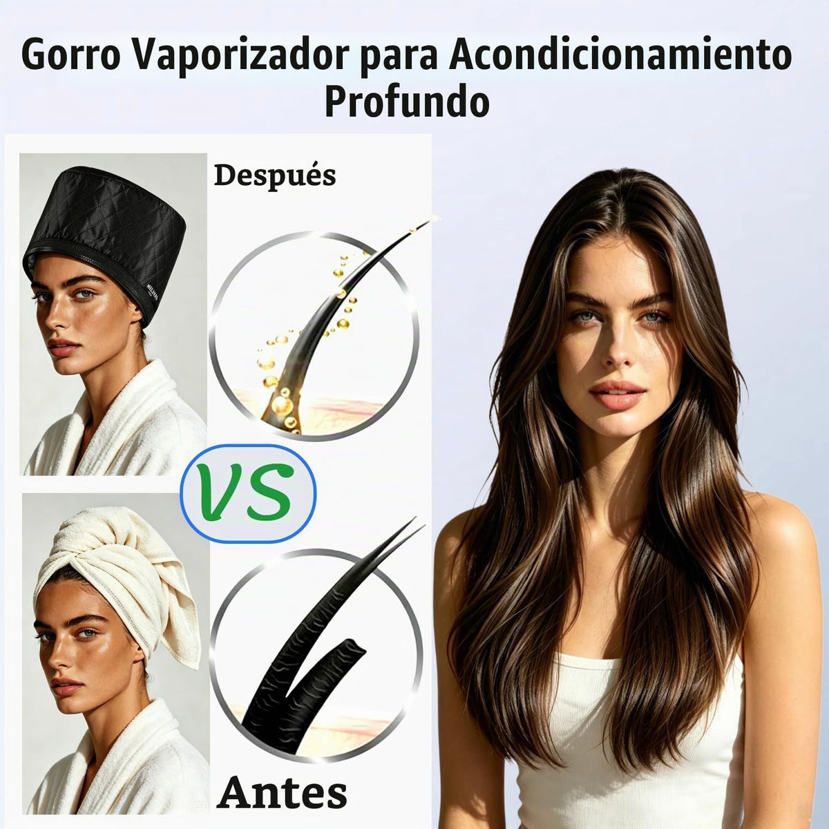 Gorro vaporizador para el cabello para acondicionamiento profundo,...
