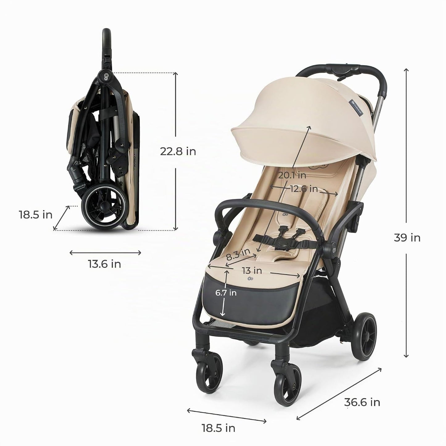 Kinderkraft APINO - Cochecito ligero, plegable automático, color be...