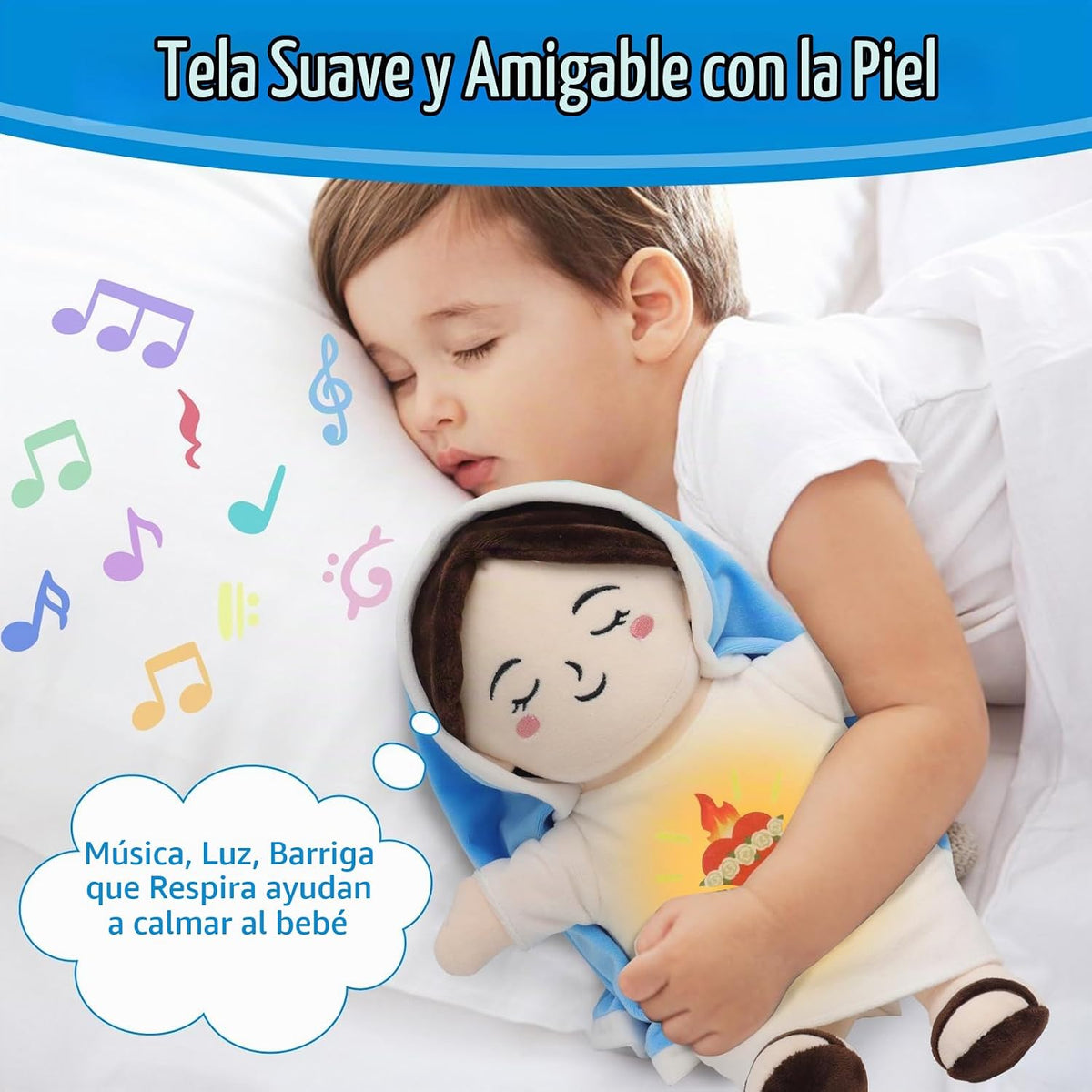 Muñeca de peluche que respira Yelakey de la Virgen María de 15"...