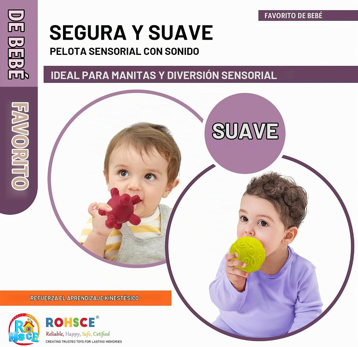 Bolas sensoriales ROHSCE para niños pequeños de 1 a 3 años, juguete...