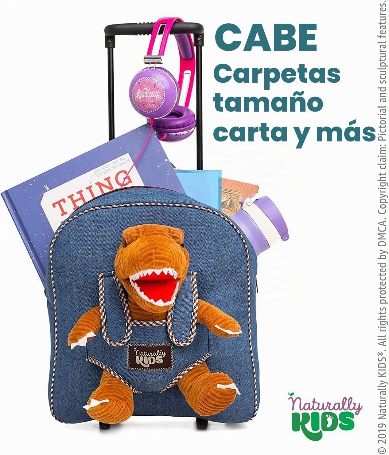 Maleta para niños pequeños con juguetes de dinosaurio, mochila roda...
