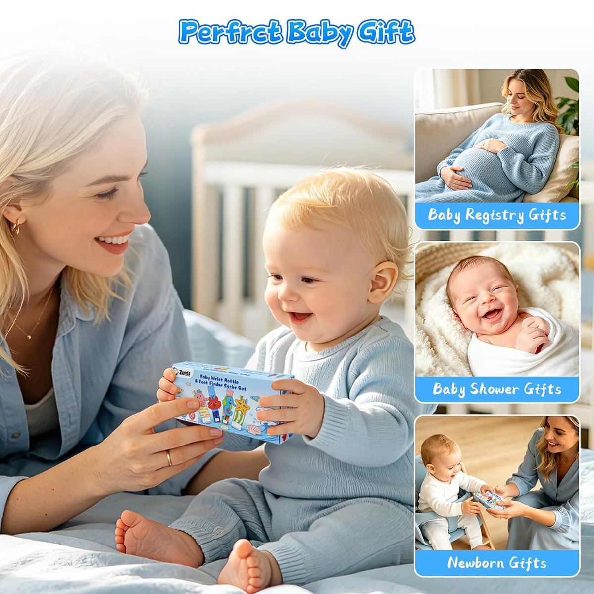 Zendstanding Calcetines de sonajero para bebés de 0 a 6 meses, jueg...