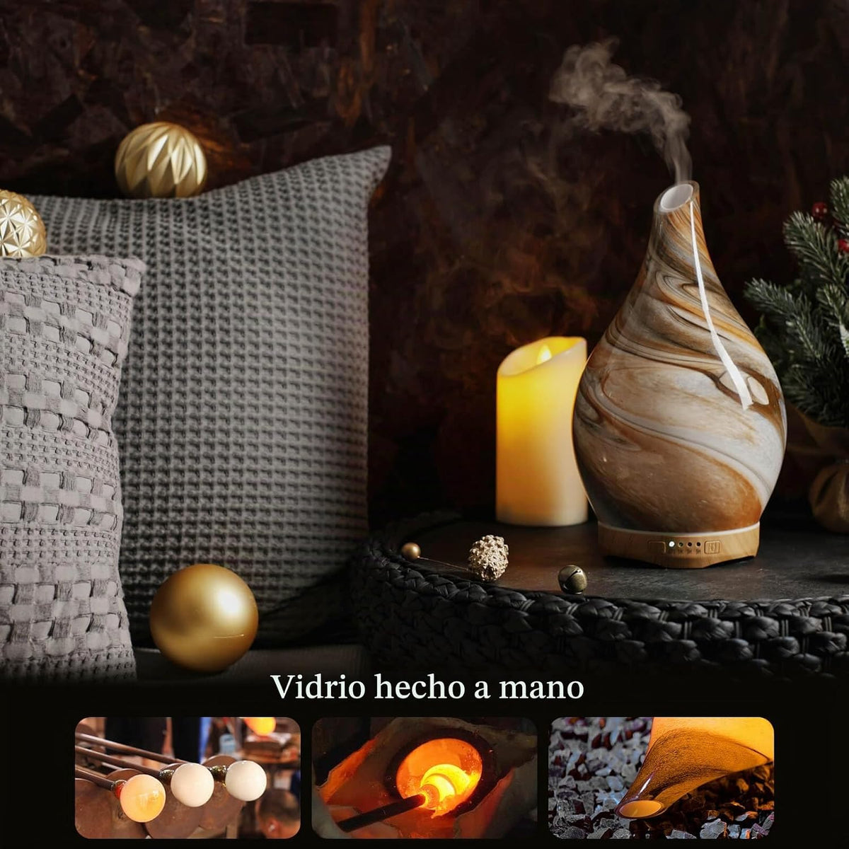Porseme Difusor de Aceite Esencial de Vidrio 280ml Difusor de Aroma...