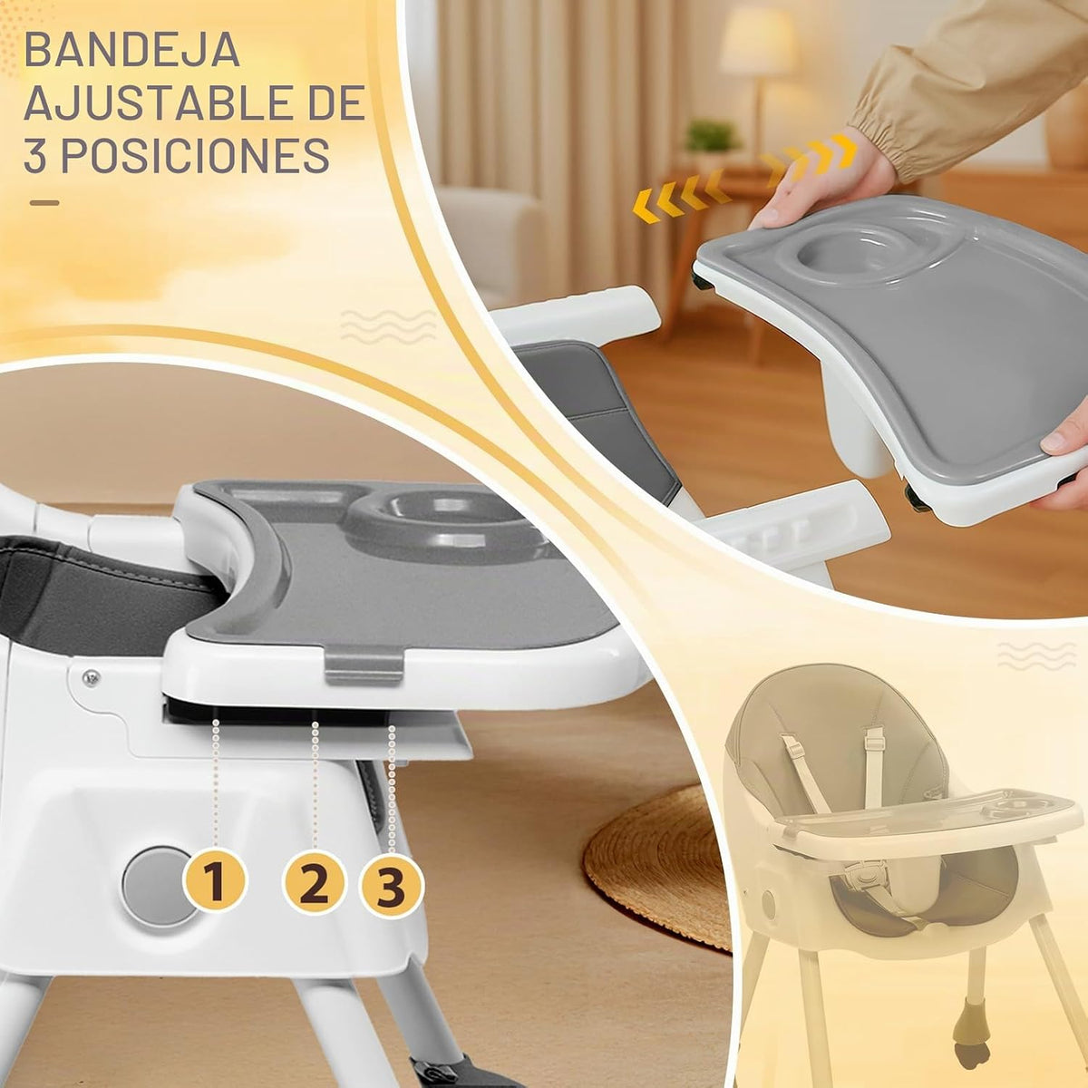 Ktaxon - Silla alta para bebé, silla alta portátil 6 en 1, color gr...