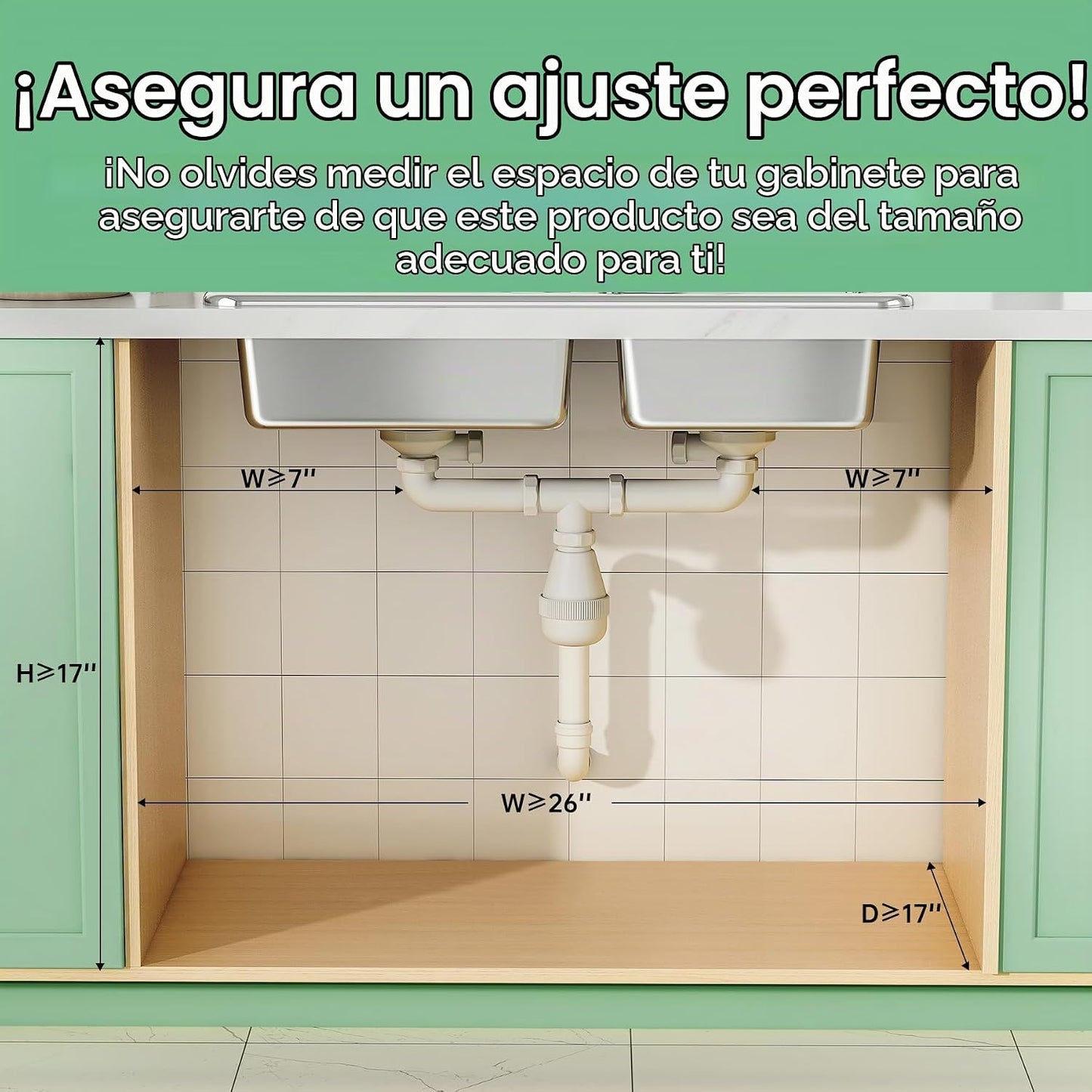 Organizador de 3 niveles para debajo del fregadero, organizador de...