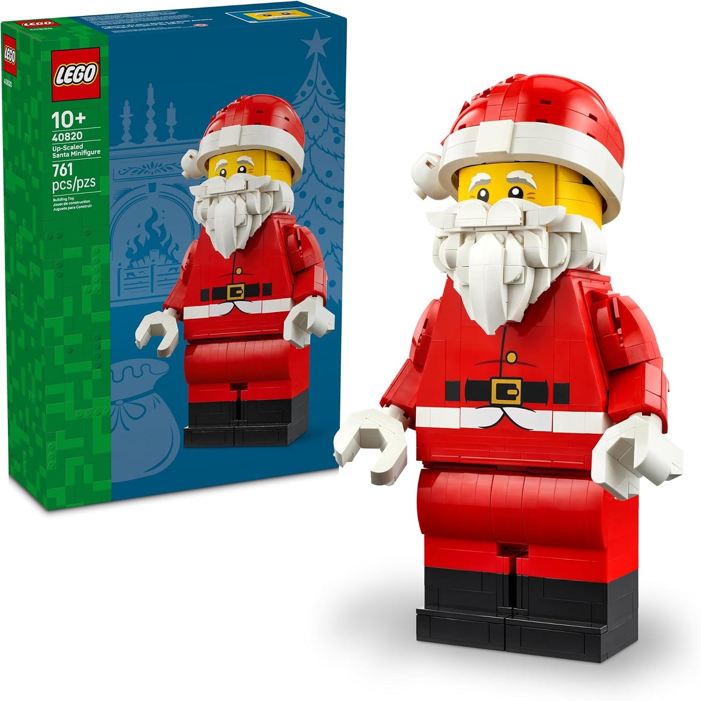 LEGO Juguete navideño de minifigura de Papá Noel a escala, decoraci...