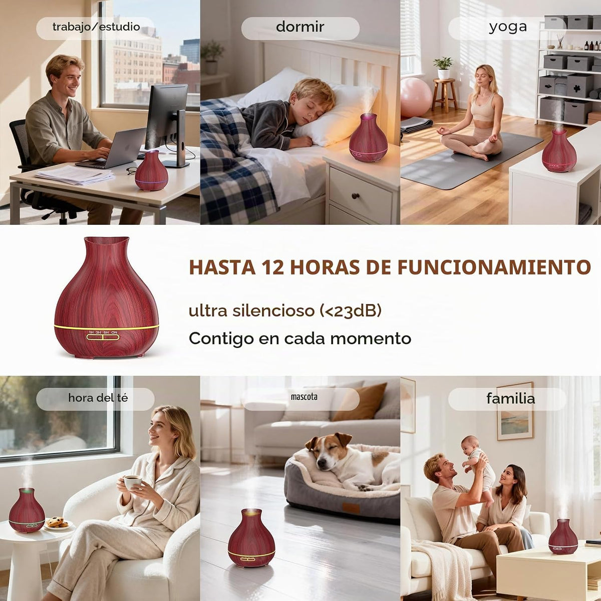 BZseed Difusor de aceites esenciales para aromaterapia 550ml 12 hor...