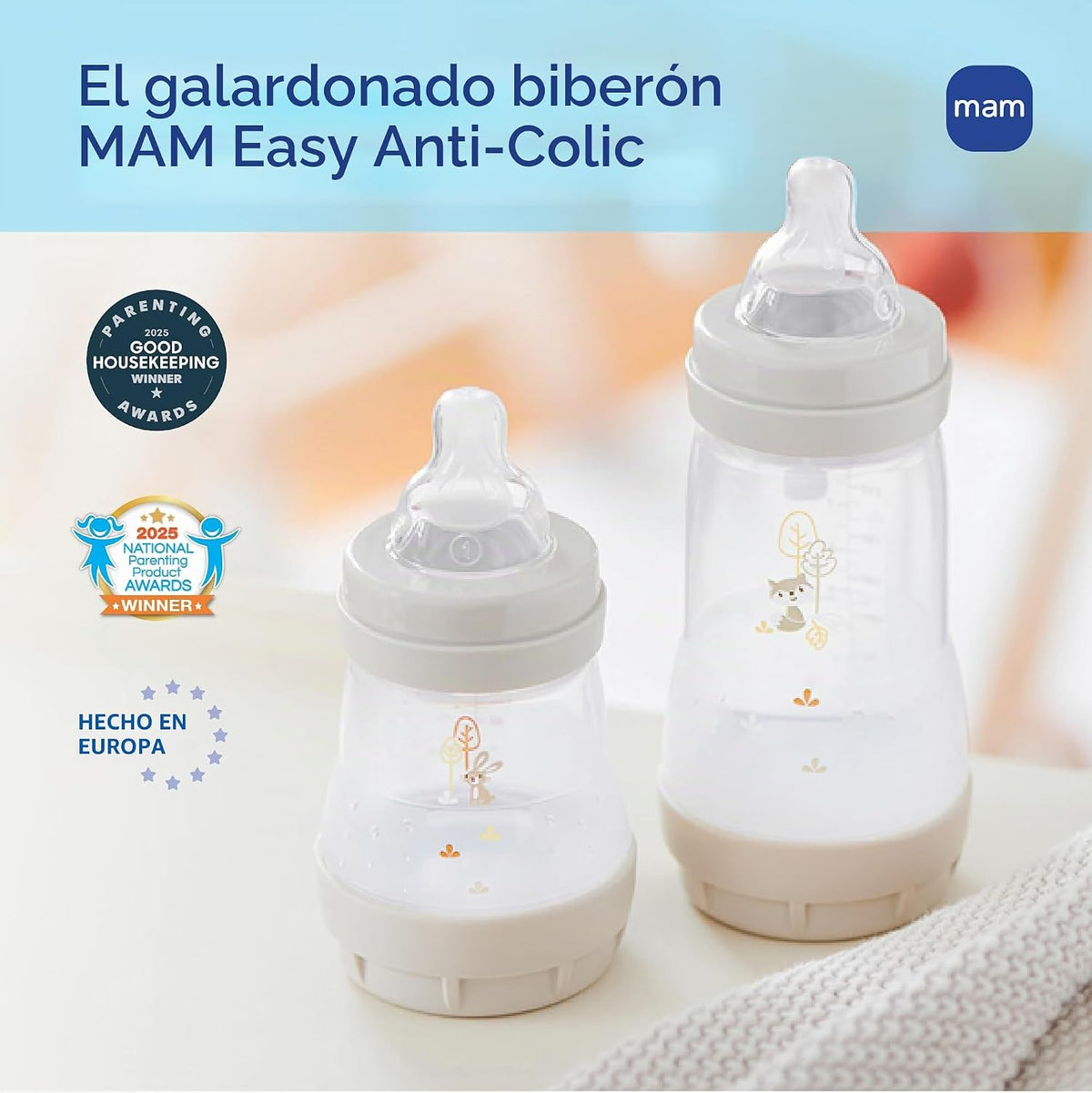 MAM Easy Start - Juego de 5 biberones y 3 chupetes anticólicos para...