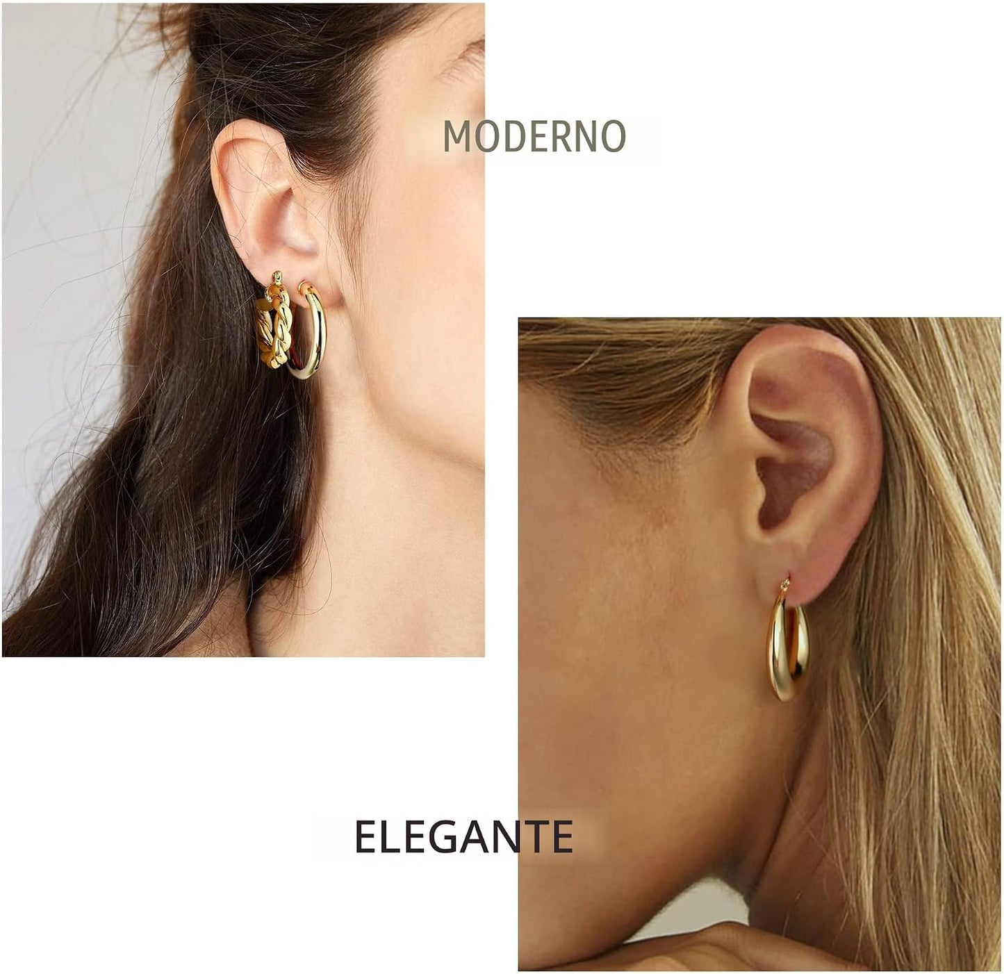 Yesteel 9 pares de arracadas de oro para mujer, chapadas en oro rea...