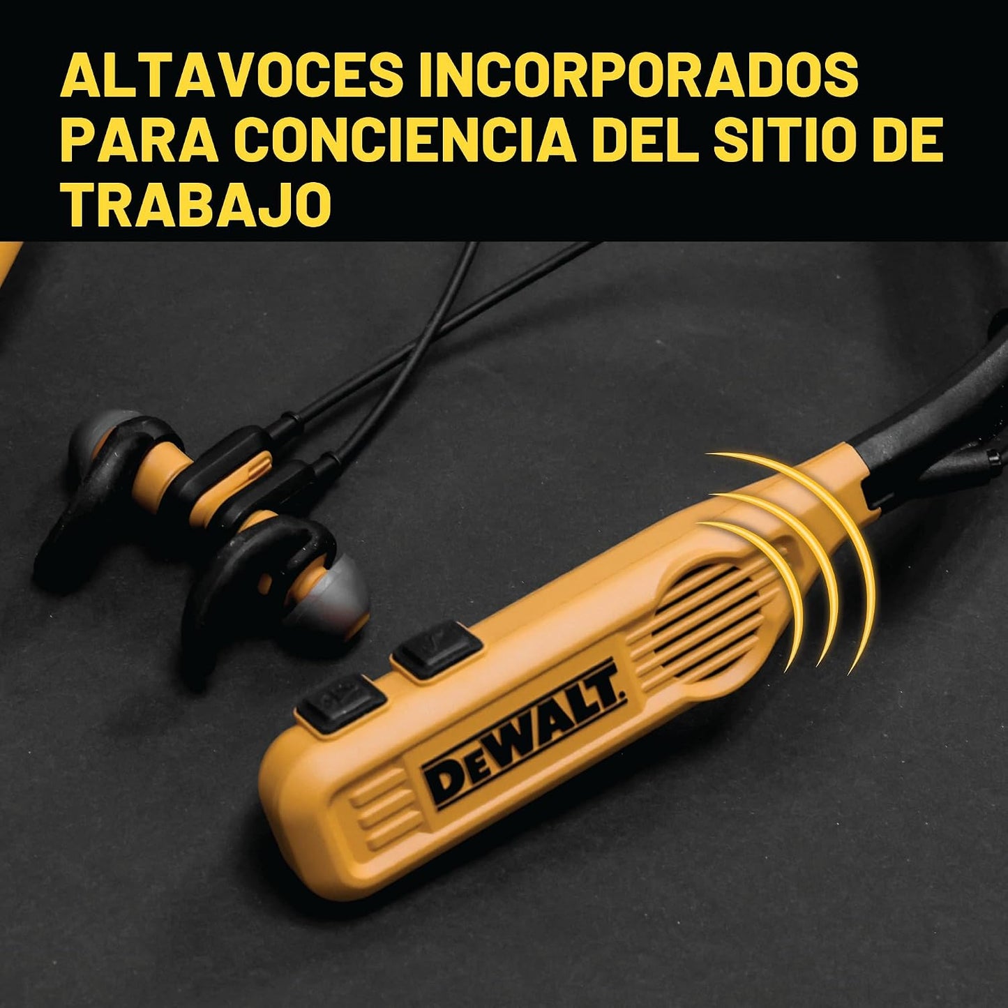 DEWALT Auriculares de cuello Bluetooth 2-en-1 de alta resistencia c...