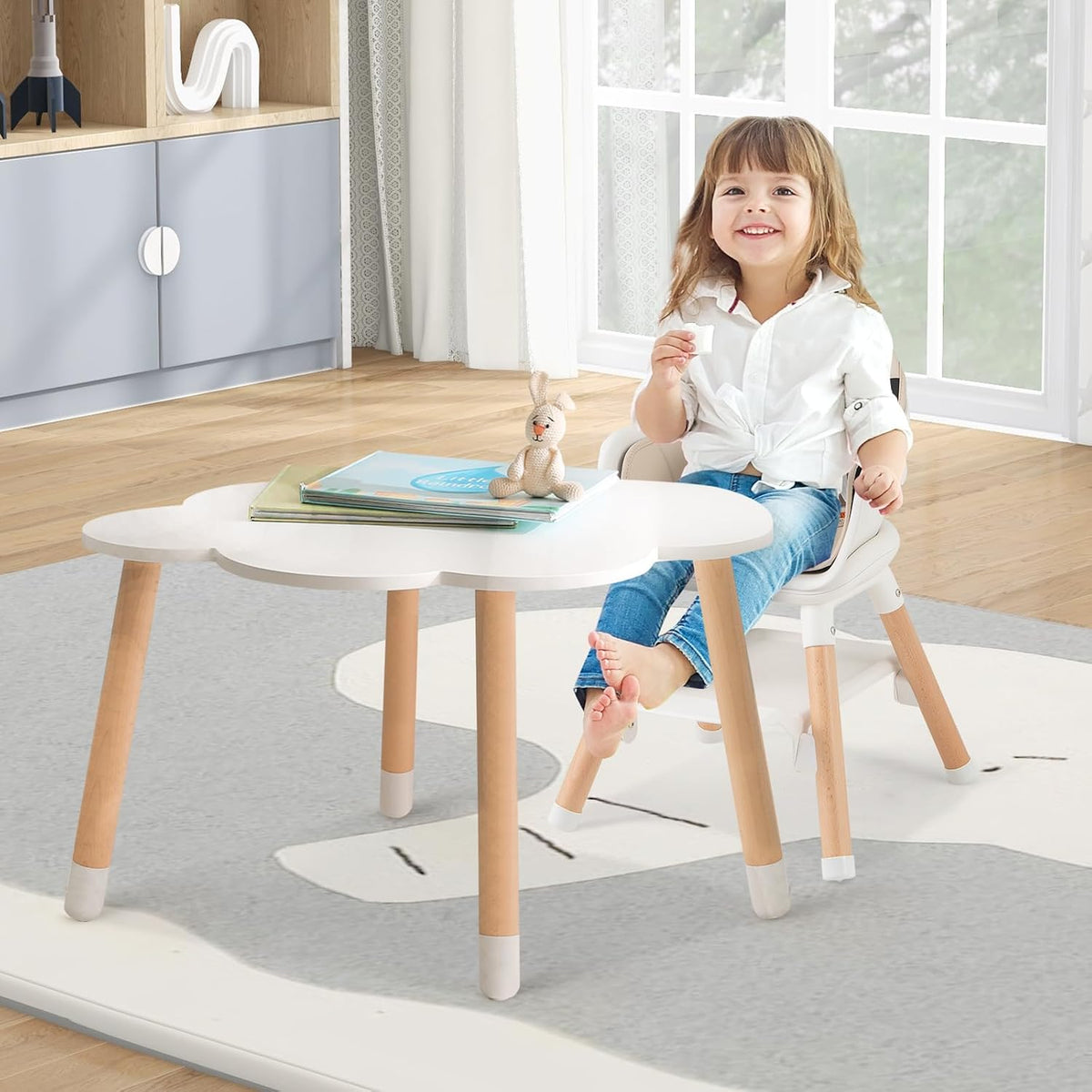 HONEY JOY Silla alta para bebé, silla alta convertible 6 en 1 de ma...