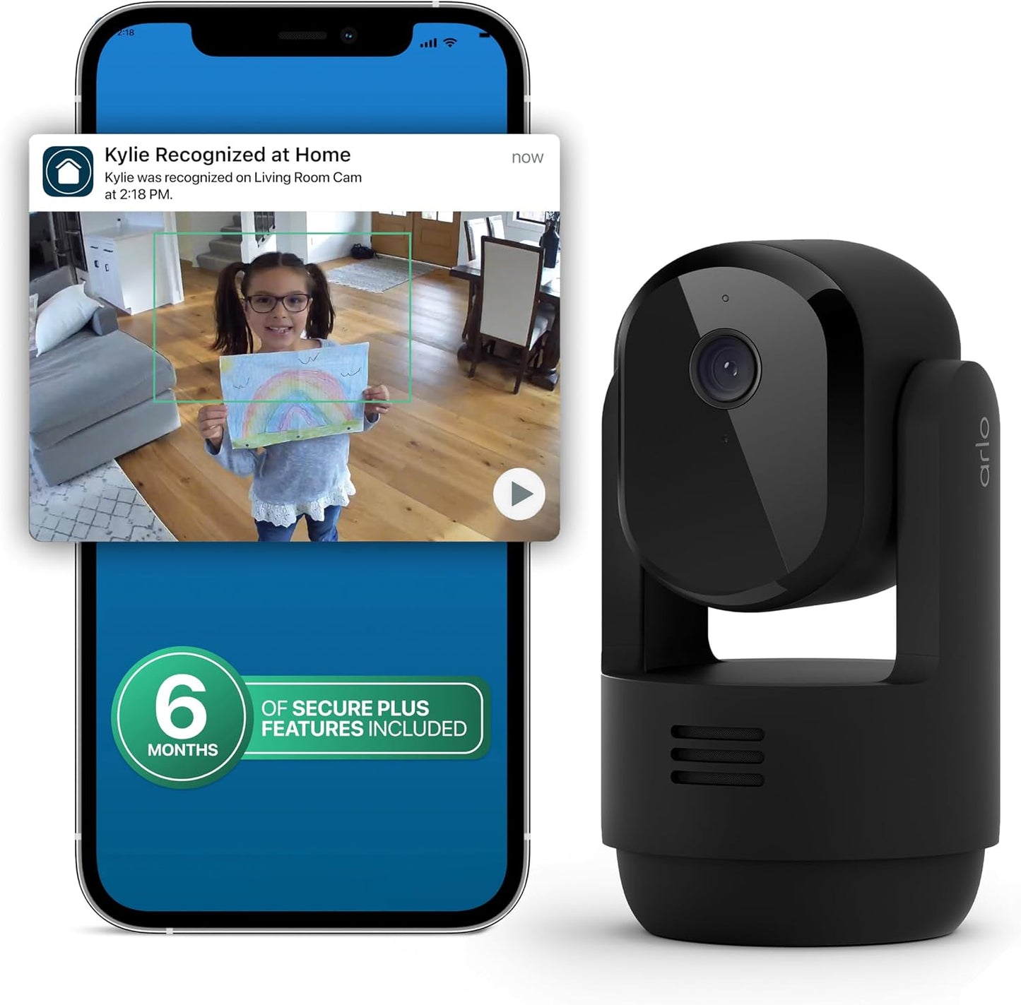 Arlo Cámara de seguridad Essential para interiores con zoom panorám...