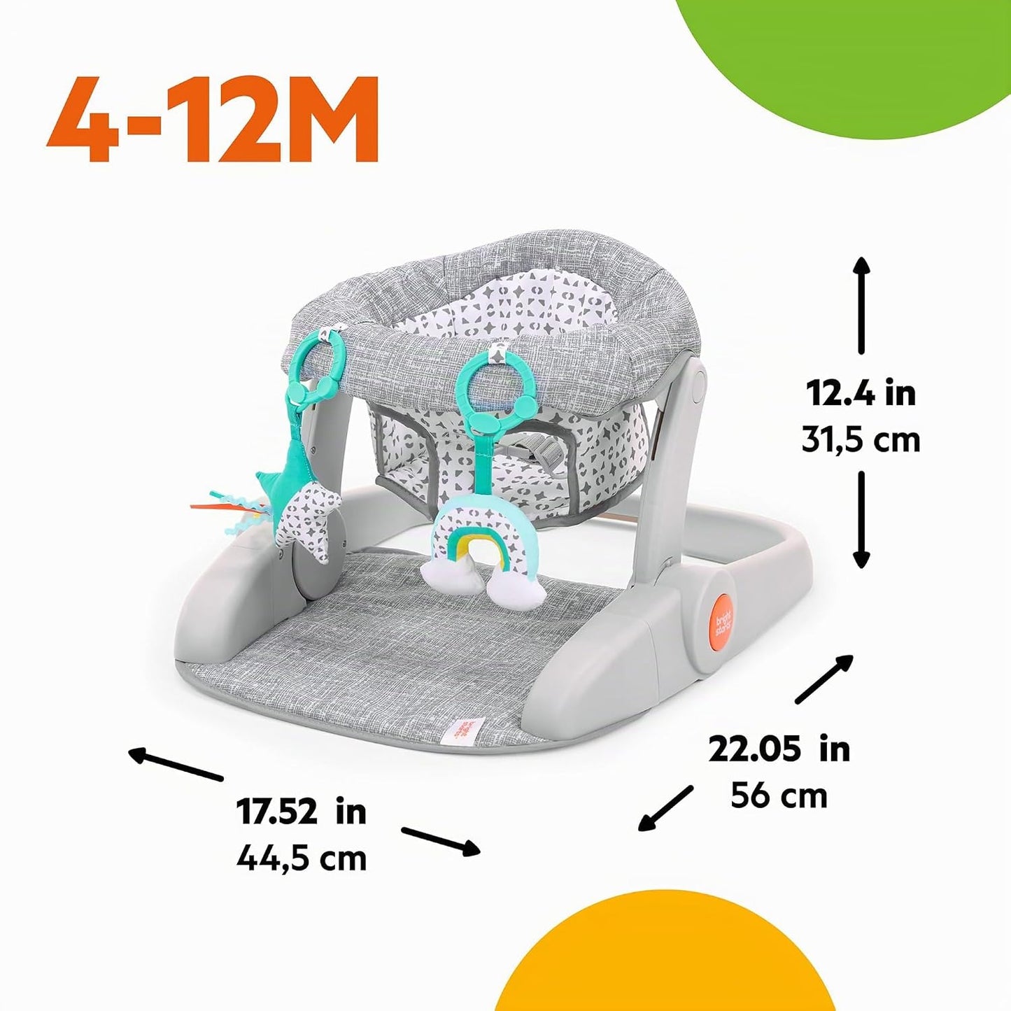 Bright Starts Learn-to-Sit Asiento de suelo para bebé, 2 posiciones...