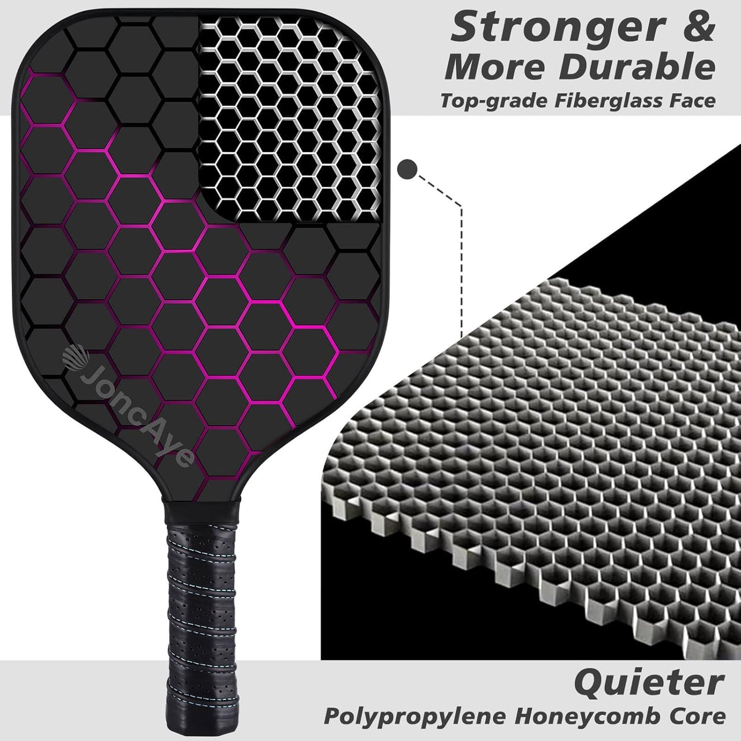 JoncAye Pickleball Paddles Juego de 4 o 2, raquetas de fibra de vid...