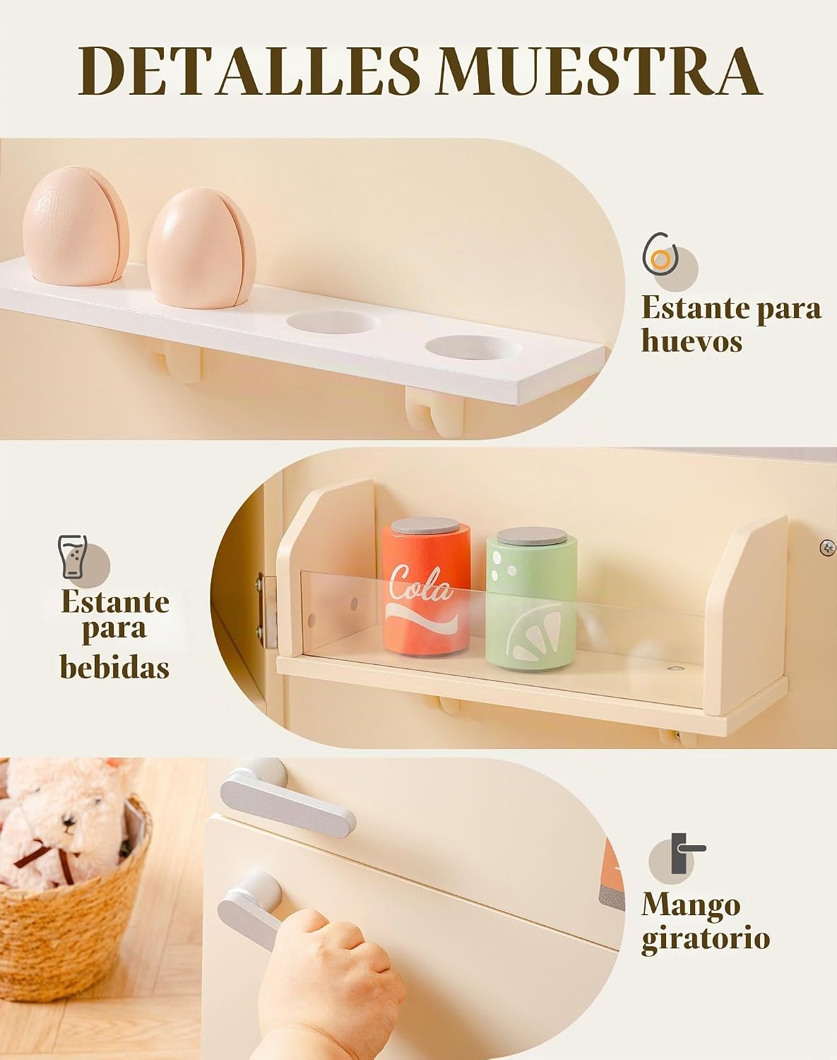 ROBOTIME Juego de Cocina de Juguete - Refrigerador de Juguete de Ma...