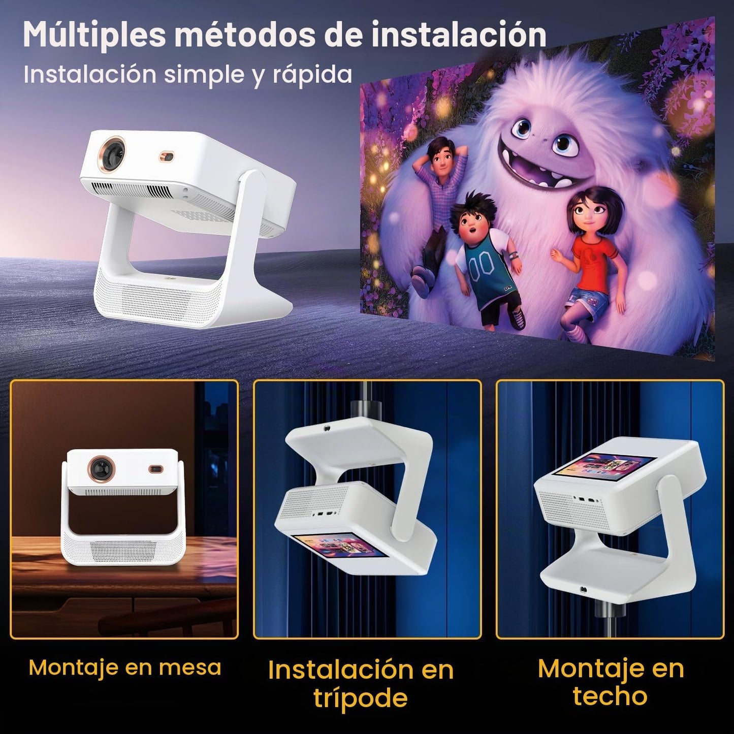 Proyector portátil inteligente con pantalla táctil, A2Ultra 4K comp...