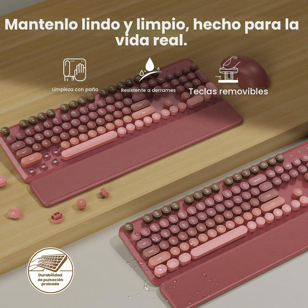 Combo de teclado y mouse inalámbricos, reposamuñecas magnético suav...
