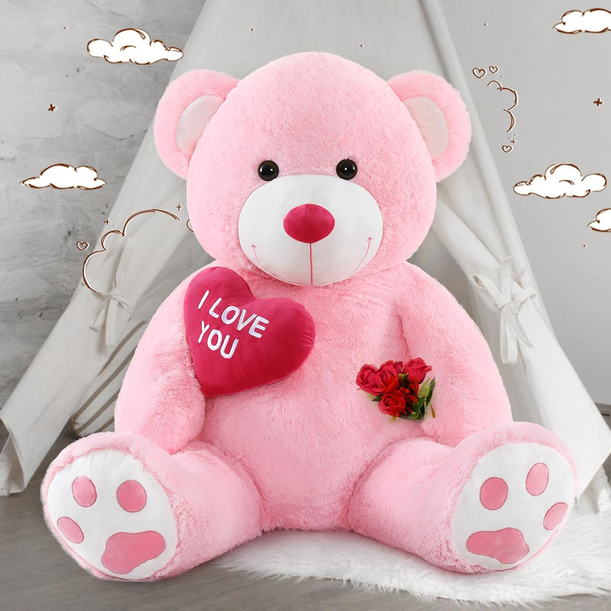 MaoGoLan - Oso de peluche grande con corazón rojo "Te quiero...