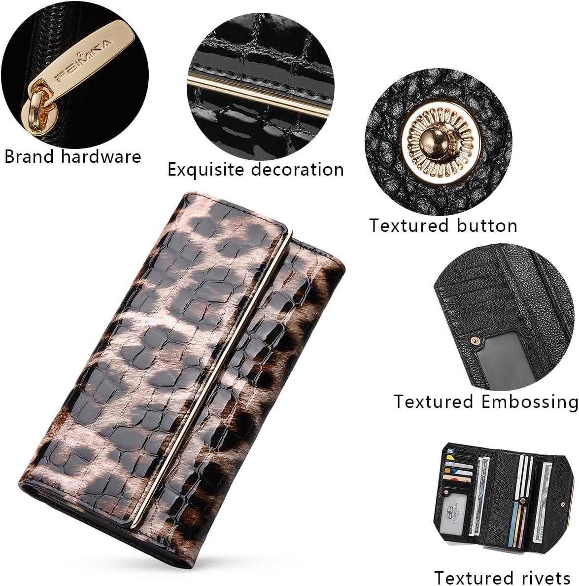 FEIMINA Billetera para mujer, de gran capacidad, con bloqueo RFID,...