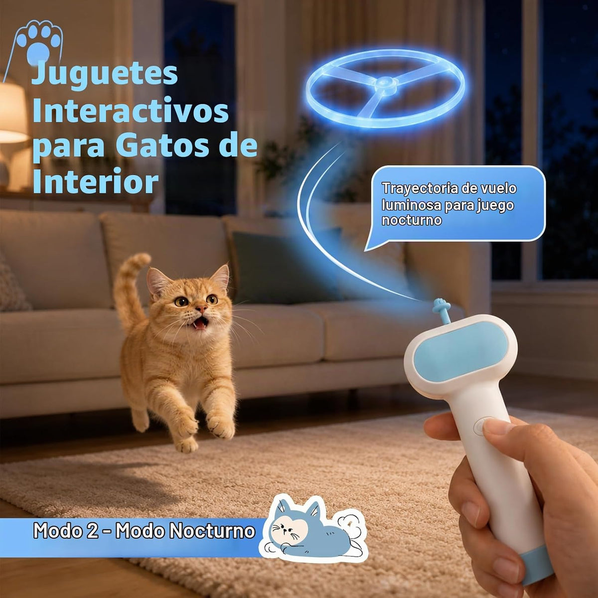 Juguete para buscar gatos con lanzador de discos voladores, recarga...