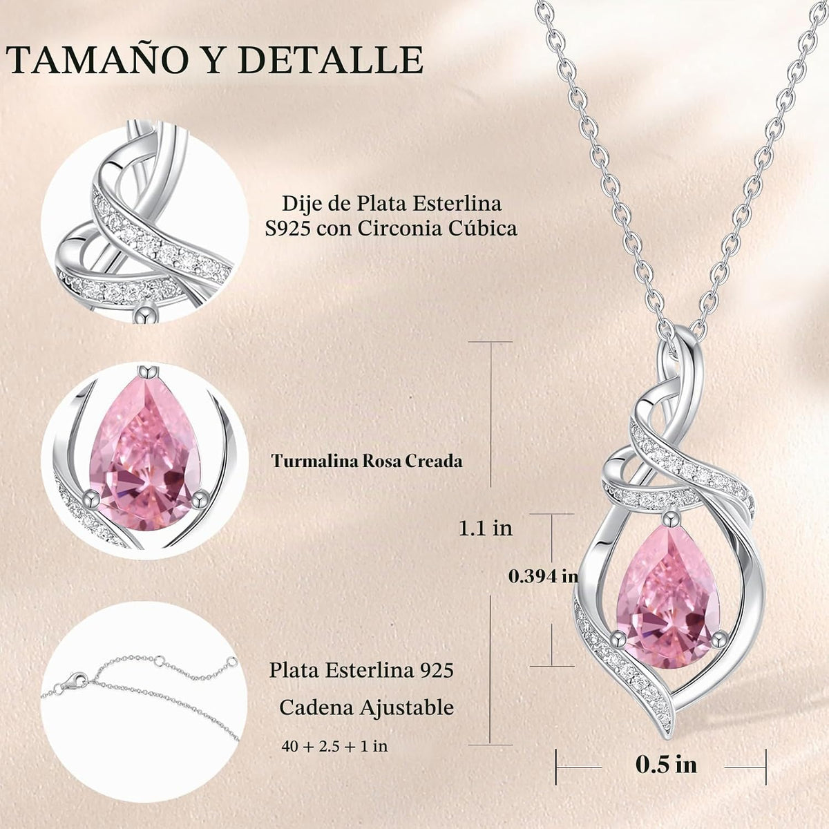 FANCIME Collar con piedra natal para mujer con colgante de lágrima...