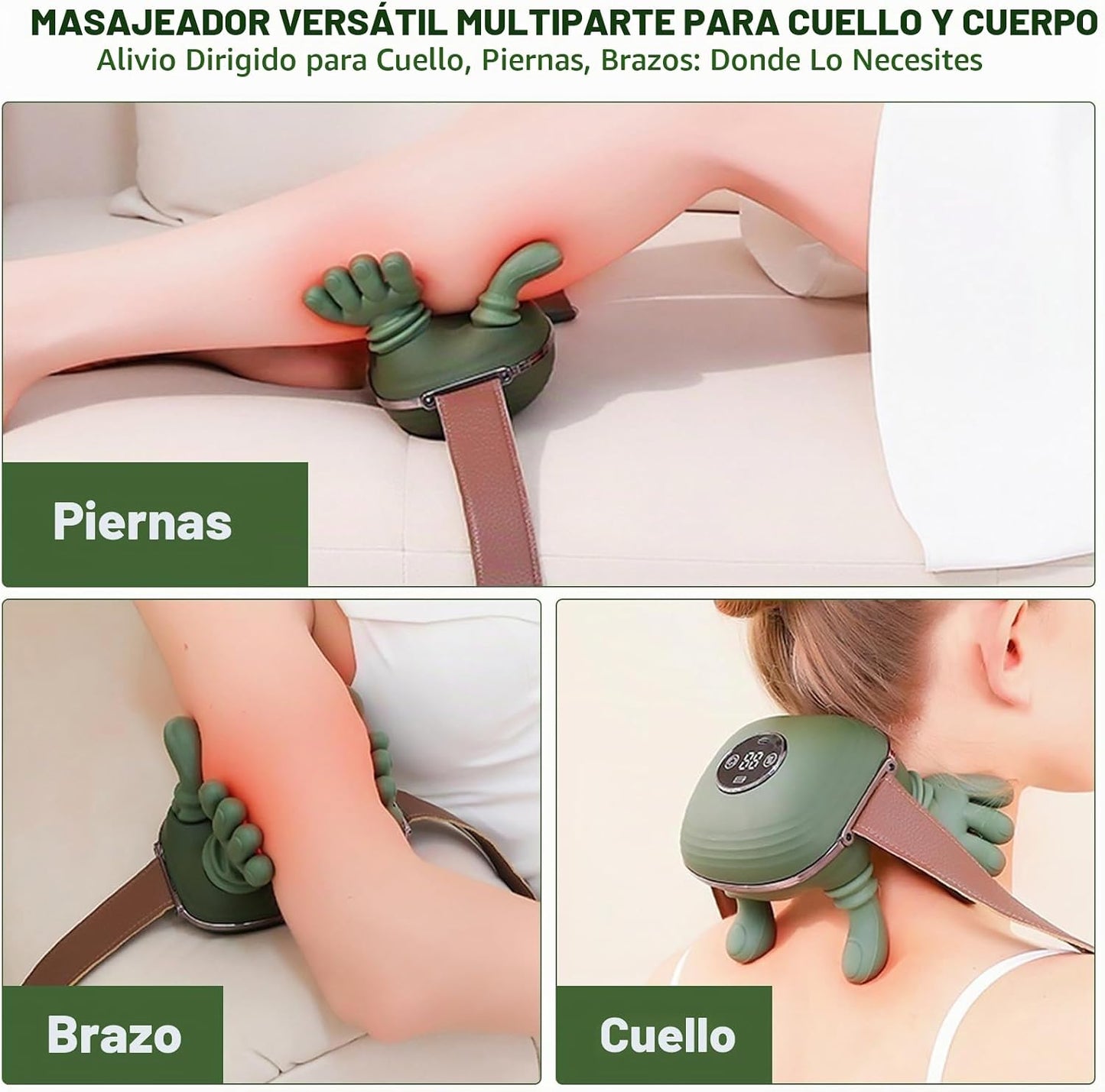 Masajeador de cuello con calor, masajeador biónico Shiatsu de cuell...