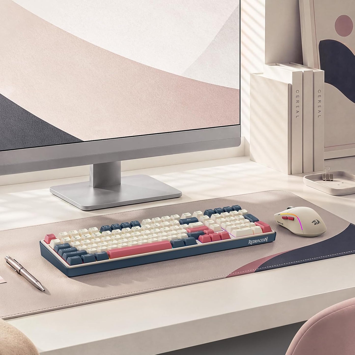 Redragon S174 - Teclado y mouse inalámbrico para juegos con tres mo...