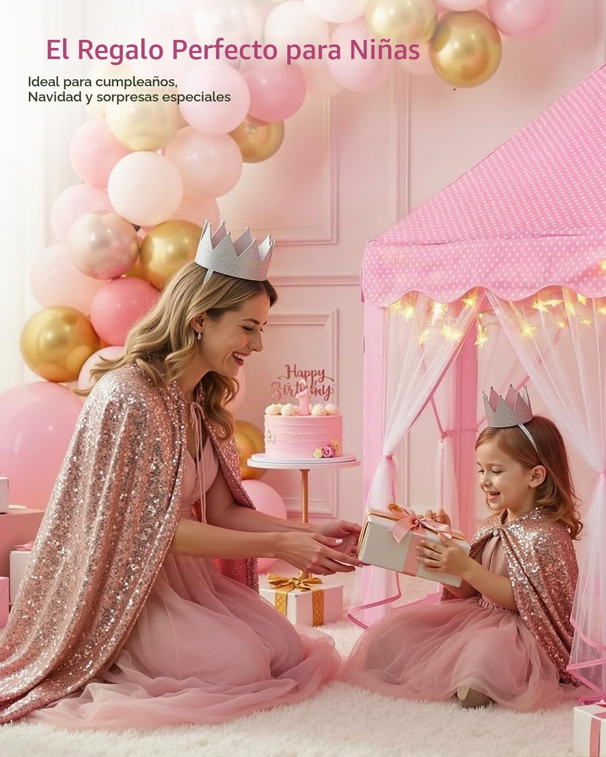 Tienda de campaña de princesa para niñas, castillo de hadas, tienda...