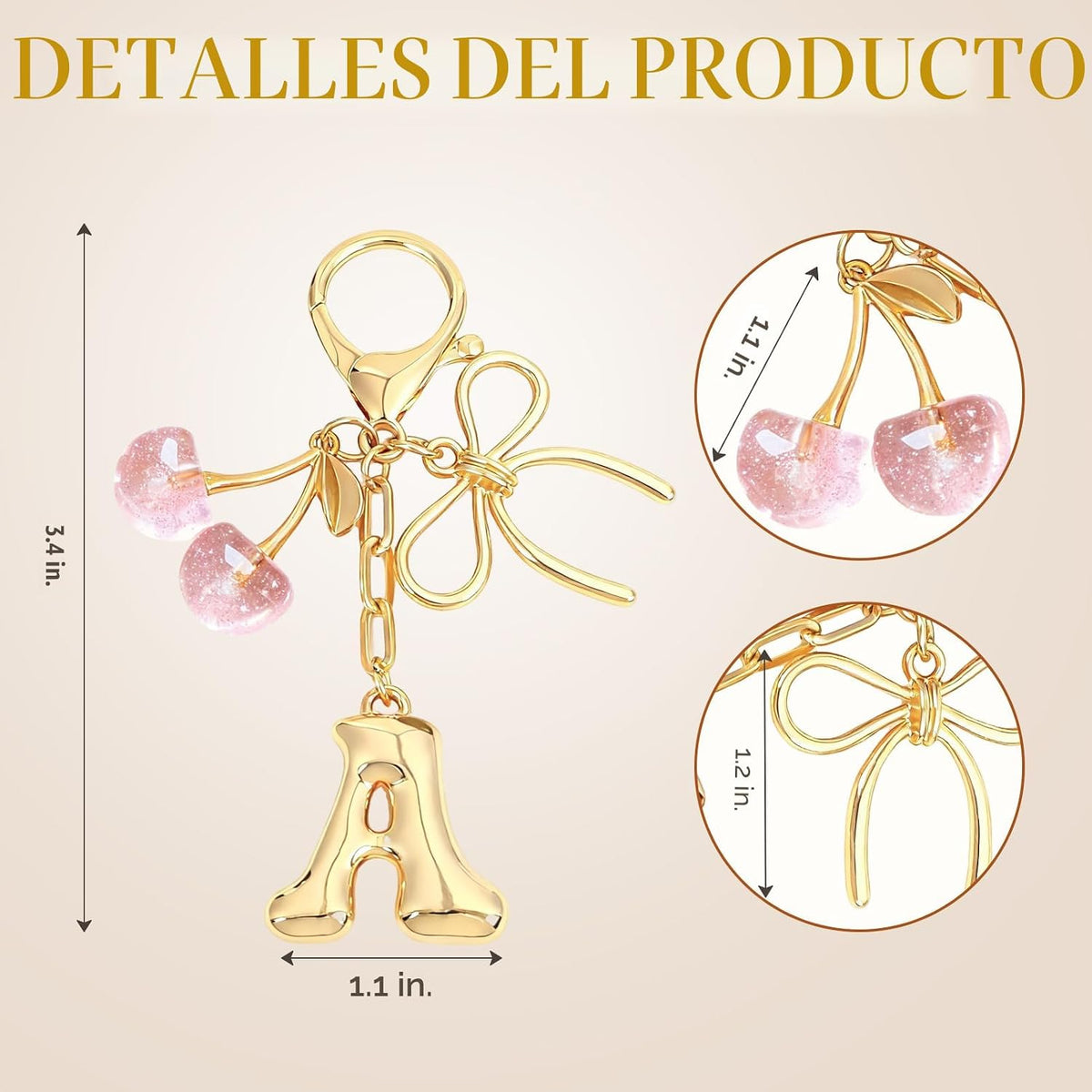 Snycler Llavero de Inicial de Burbuja con Lazo y Cereza - Dijes de...