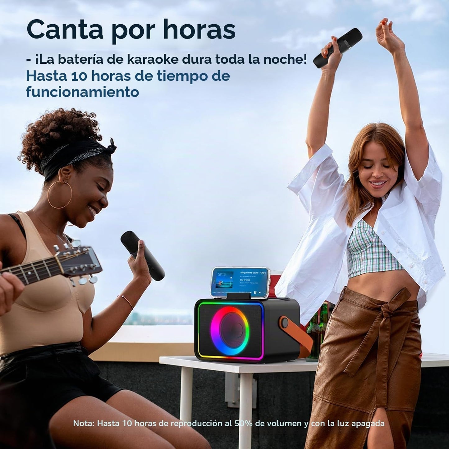 Máquina de karaoke para niños y adultos, altavoz Bluetooth, 2 micró...