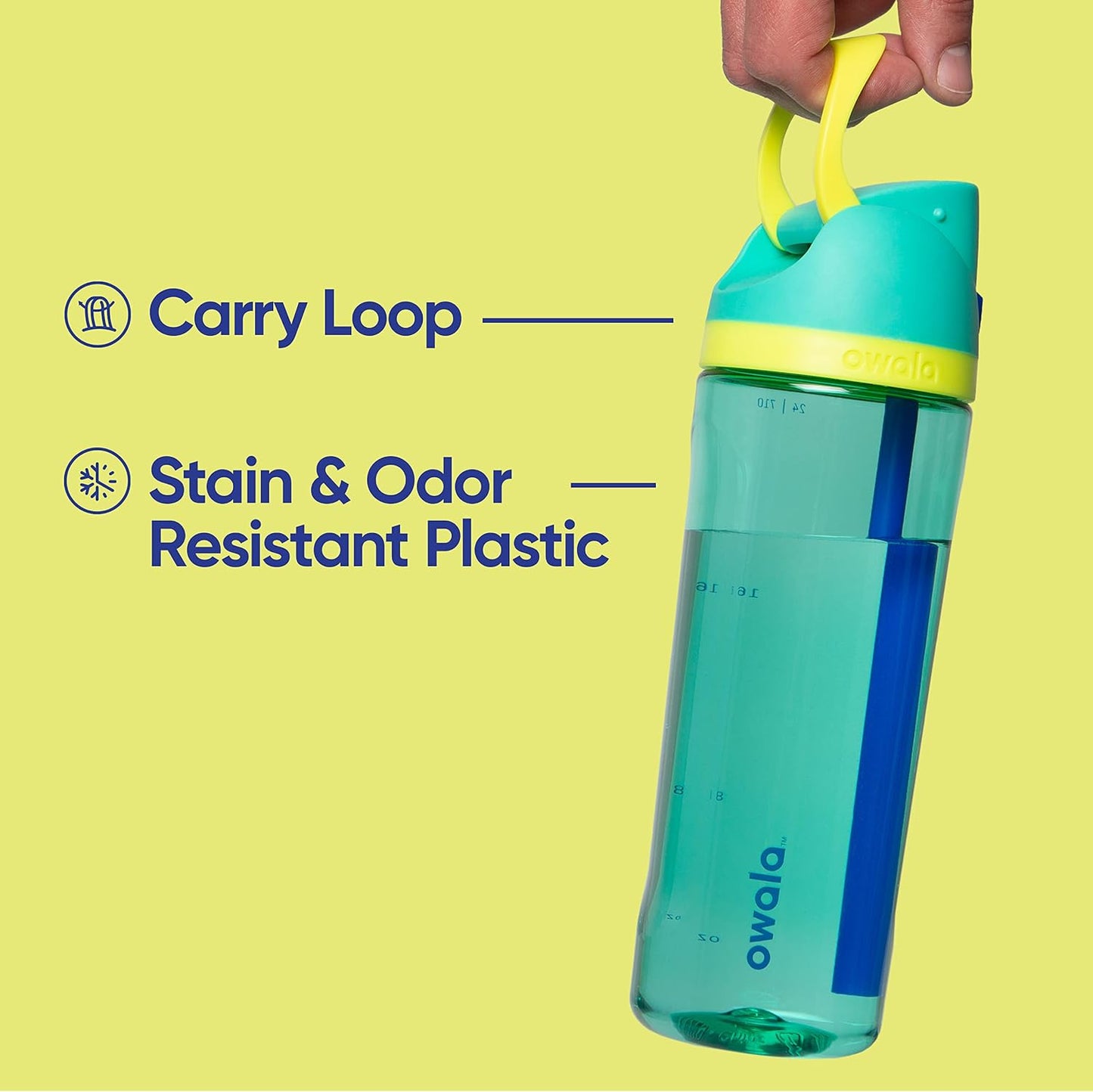 Owala FreeSip - Botella de agua de plástico Tritan transparente con...