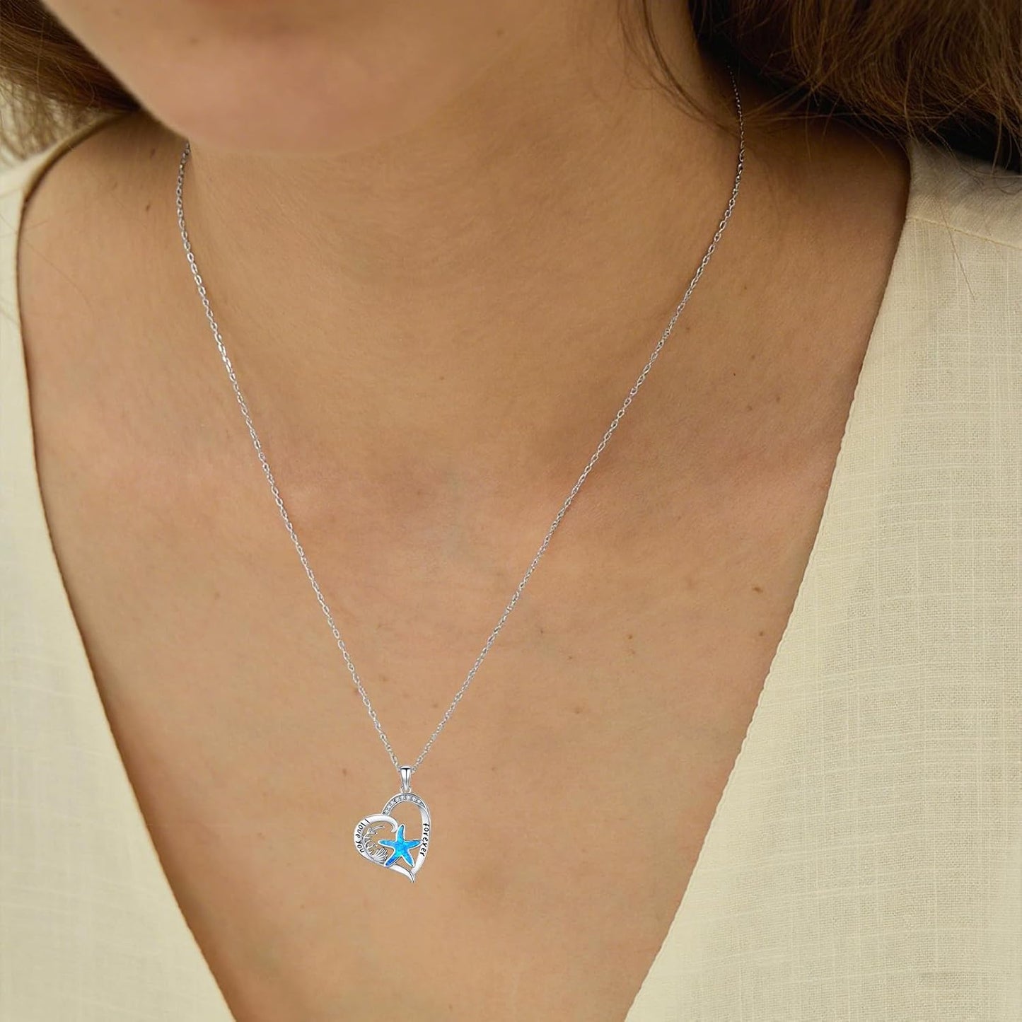 Twoowl Collar con dije de playa de plata de ley 925 con diseño de o...