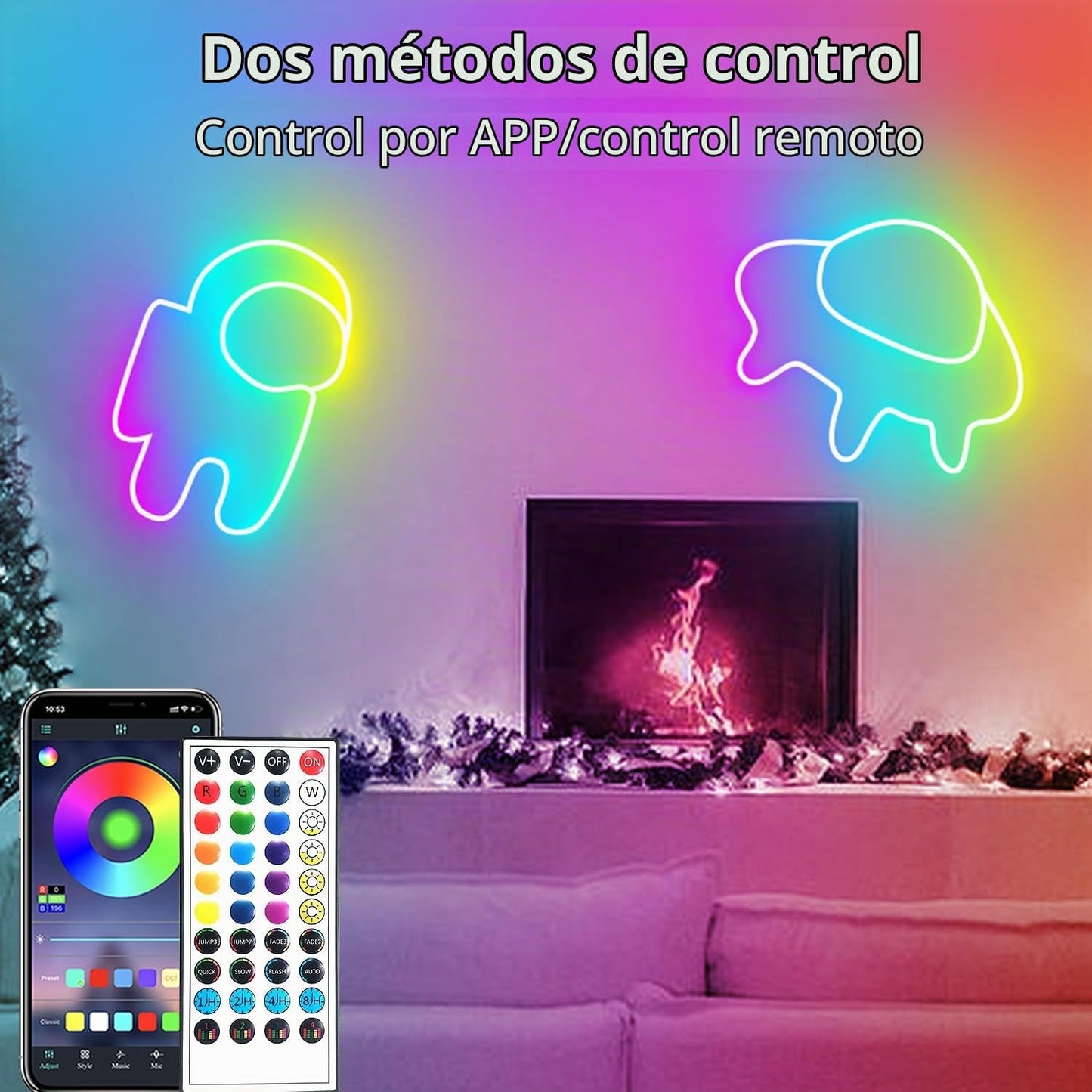 66 pies de luces de cuerda LED de neón con control de aplicación\/c...