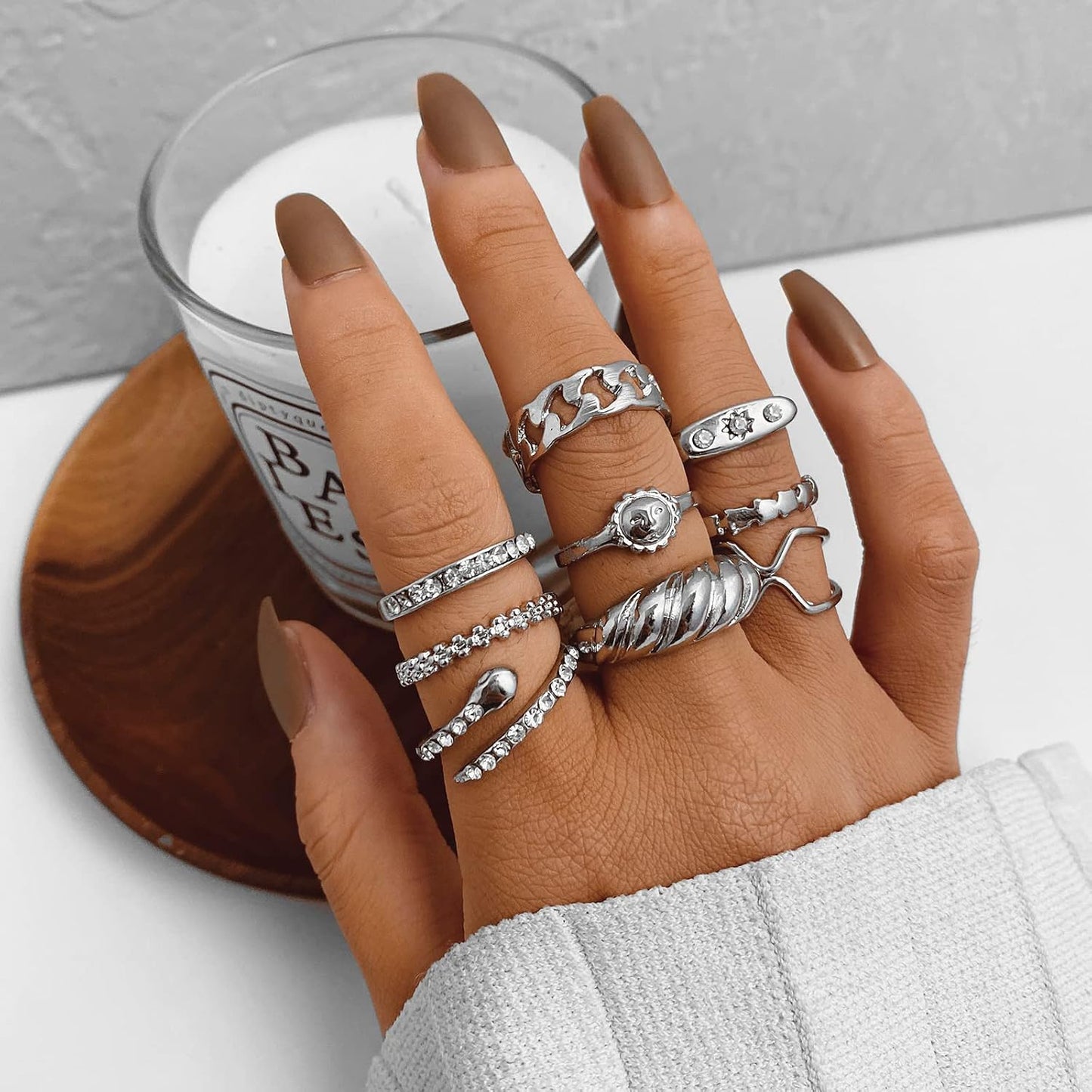 YEEZII Juego de 68 anillos para nudillos, dorados, para mujeres, ap...