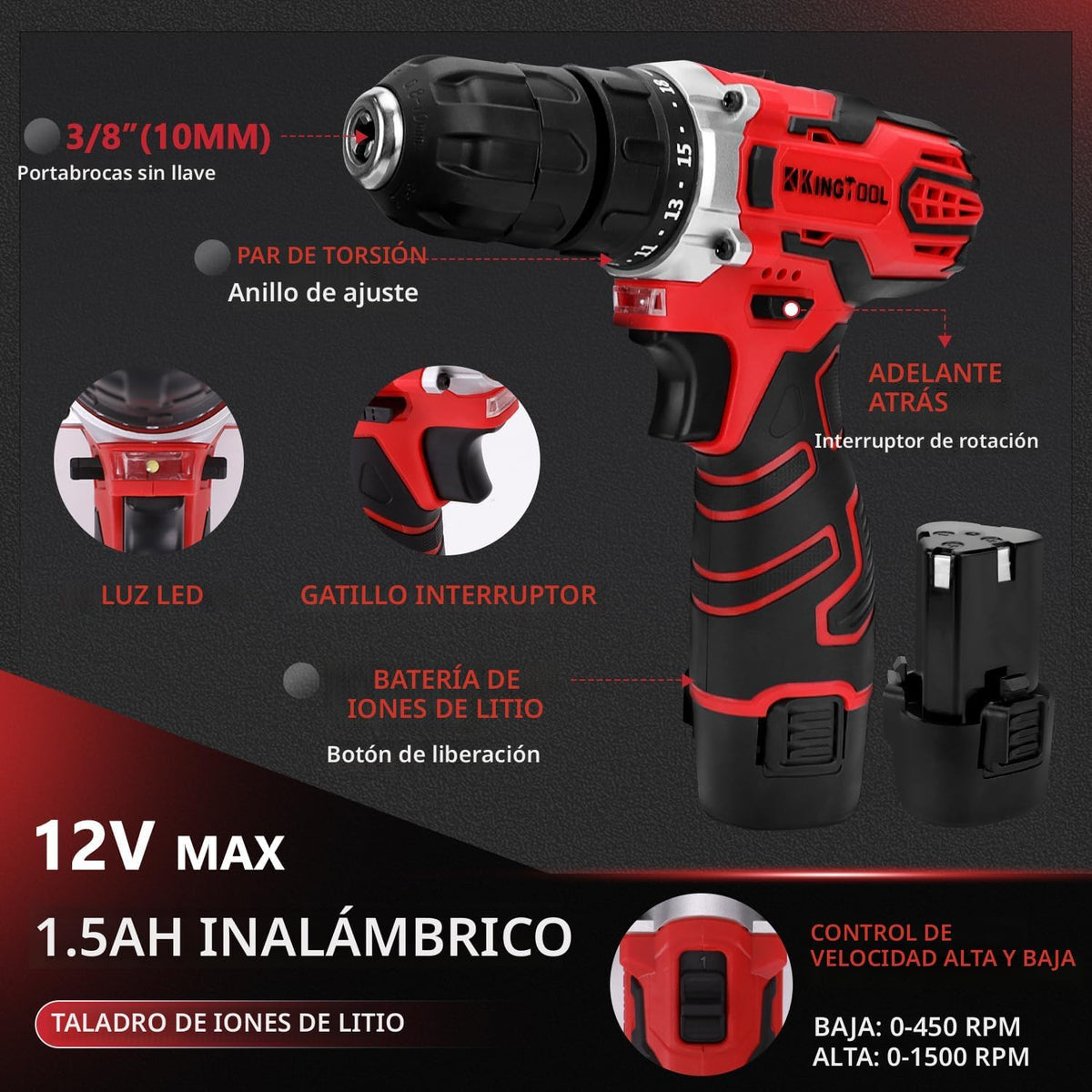 KingTool Juego de herramientas de 276 piezas con taladro eléctrico...