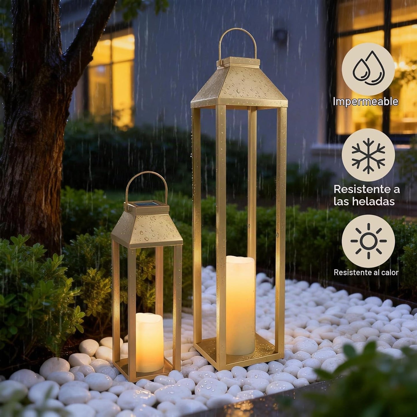 Faroles solares grandes para exteriores, impermeables, faroles deco...