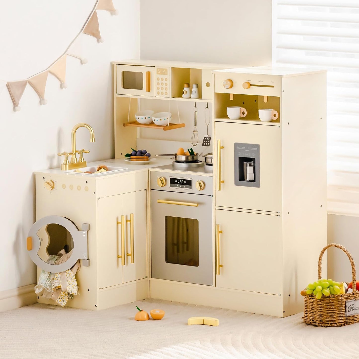ROBOTIME Juego de cocina de madera para niños, juego de cocina de s...