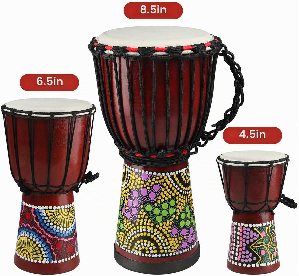 GOGHOST Mini tambor de madera Djembe tambores africanos 4.5 '&#...