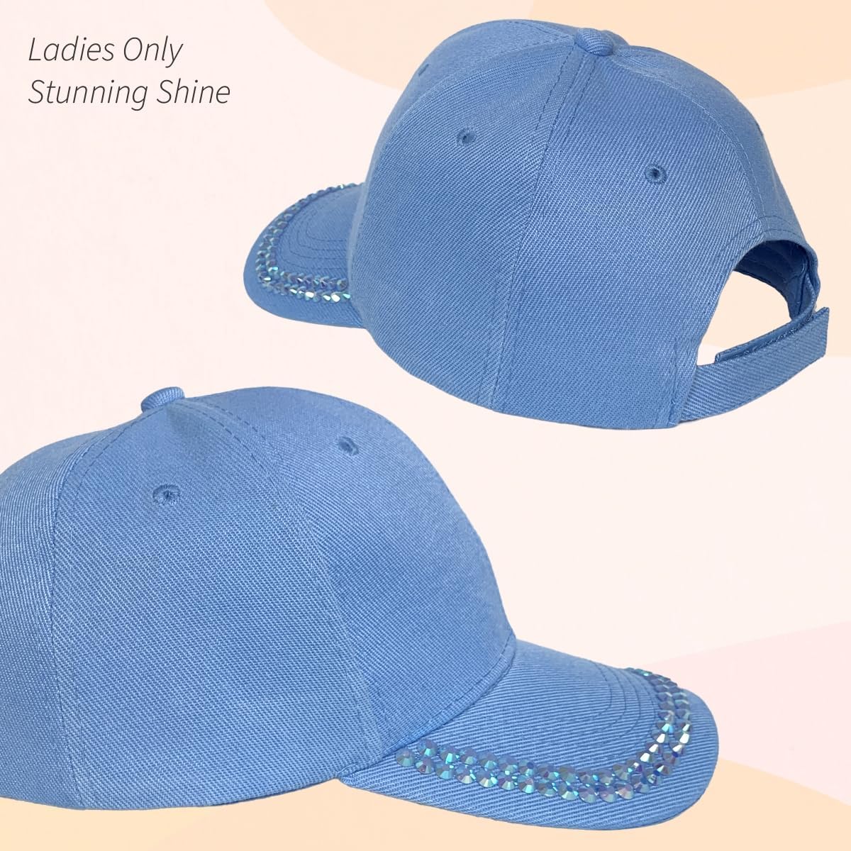 BUDUBIBI Gorra de béisbol con diamantes de imitación para mujer, go...