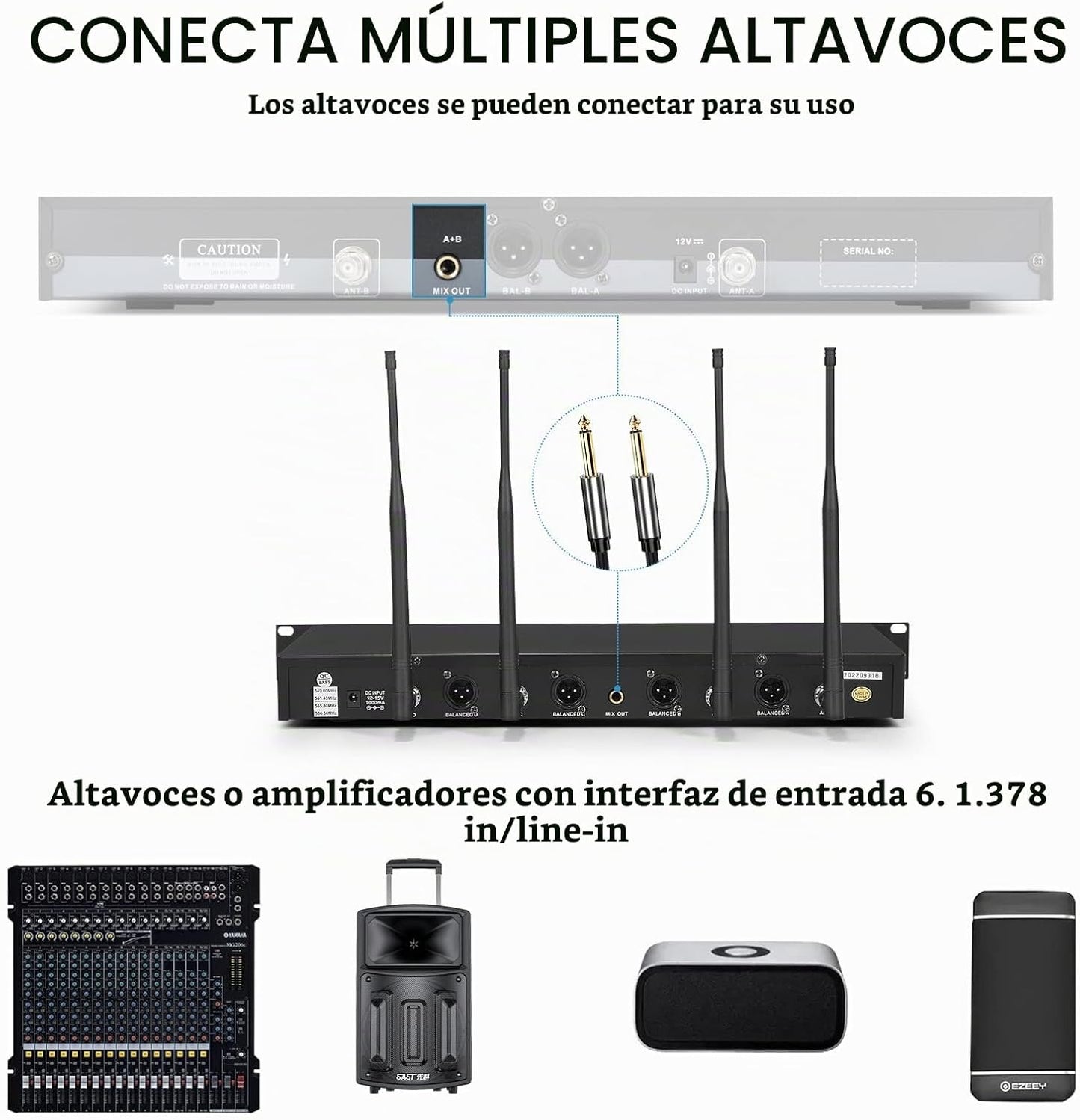 MicrocKing Sistema de micrófono inalámbrico UHF con solapa\/auricul...