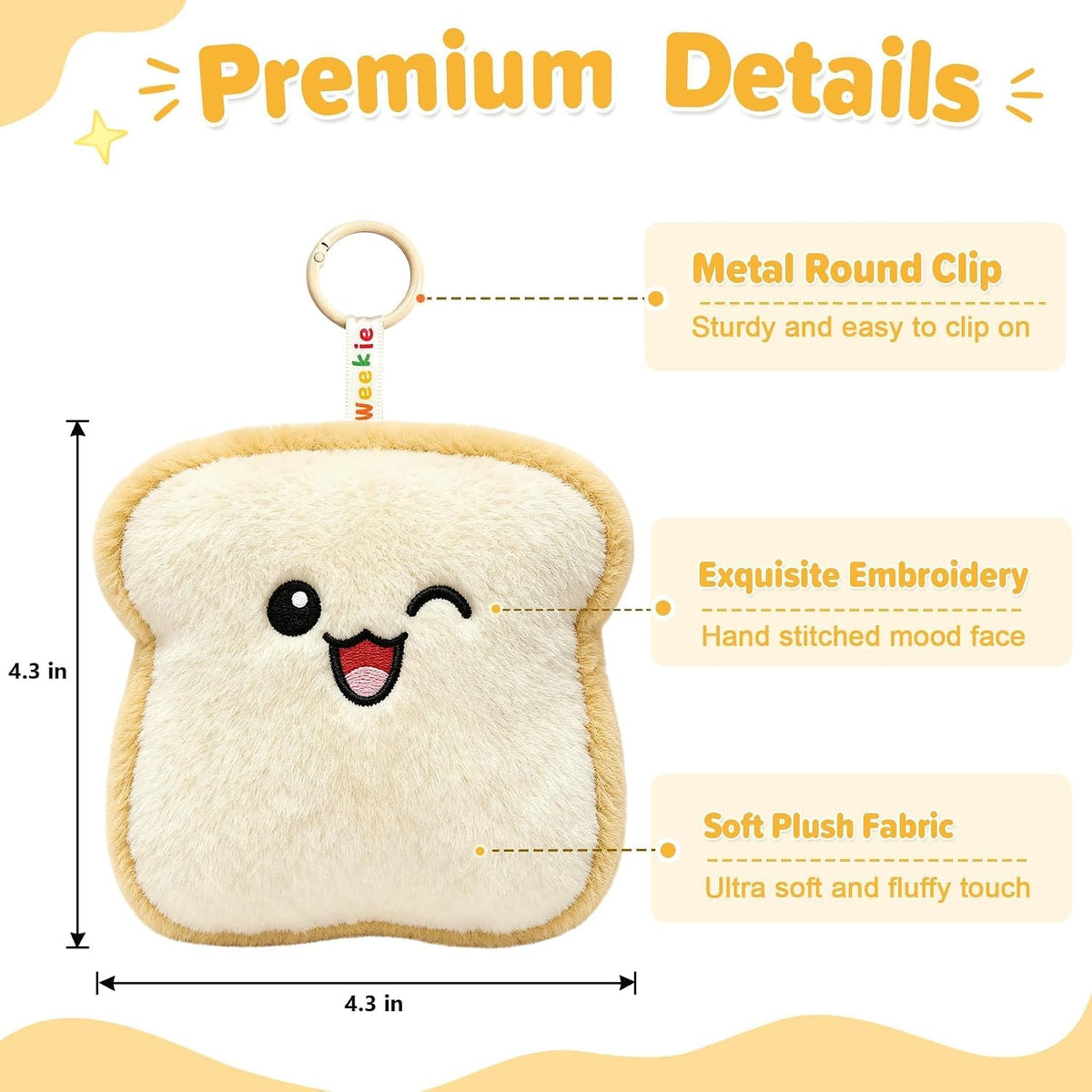 Ausener Weekie Wonders - Soporte emocional para tostadas, llavero c...
