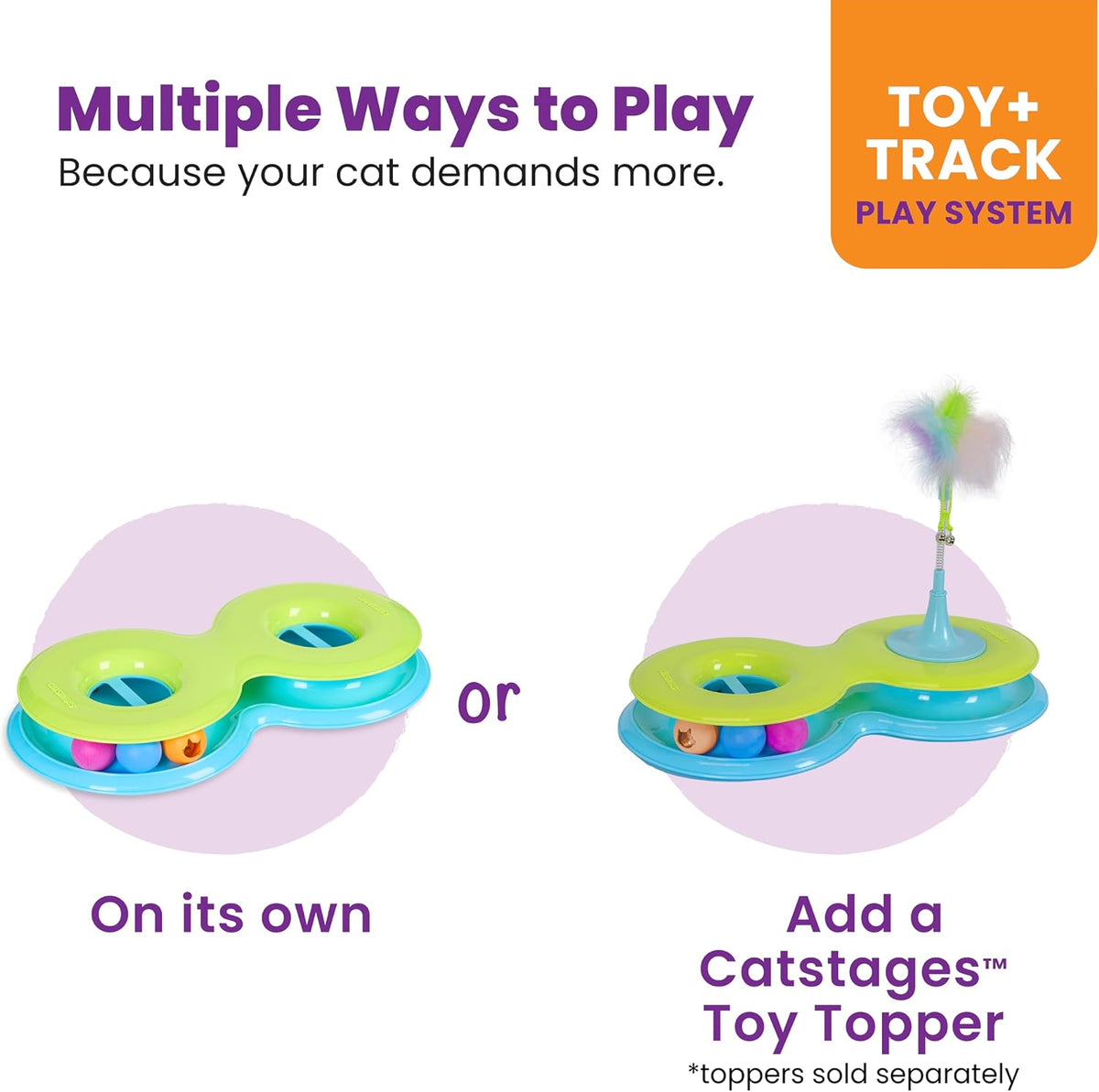 Catstages Pista de Bolas Infinity para Gatos con Dos Bolas, Incluye...