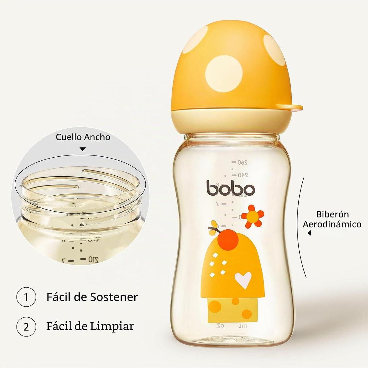 YOHKOH Biberón PPSU de cuello ancho para recién nacidos, biberón an...
